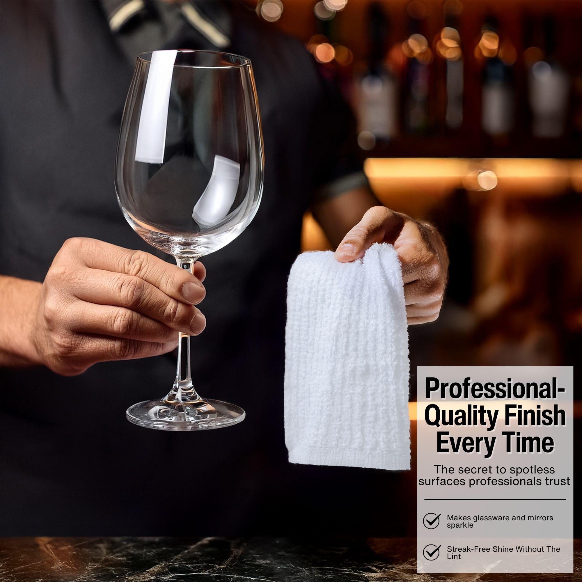 Bar Towels - Bar Mop Cleaning Kitchen Towels (12 Pack, 16" x 19”) - Premium Ring-Spun Cotton White Kitchen Bar Towels, Restaurant Cleaning Towels, Shop Towels and Rags - Bulk Bar Mop Set