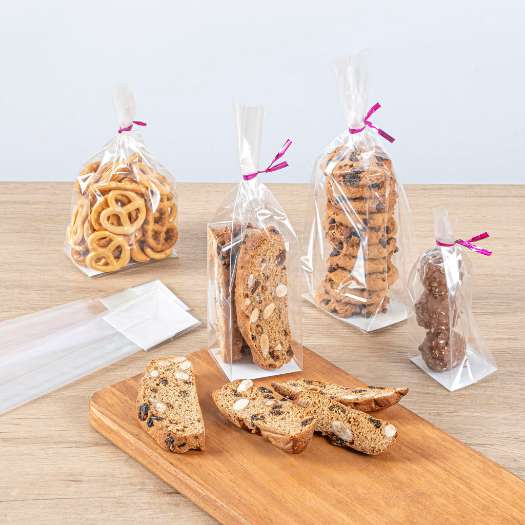 Restaurantware Plastic Treat Bags 100 Count 2 x 2 x 8.25 Inches Heat-Sealable Goodie Packaging Flat Bottom Design Clear