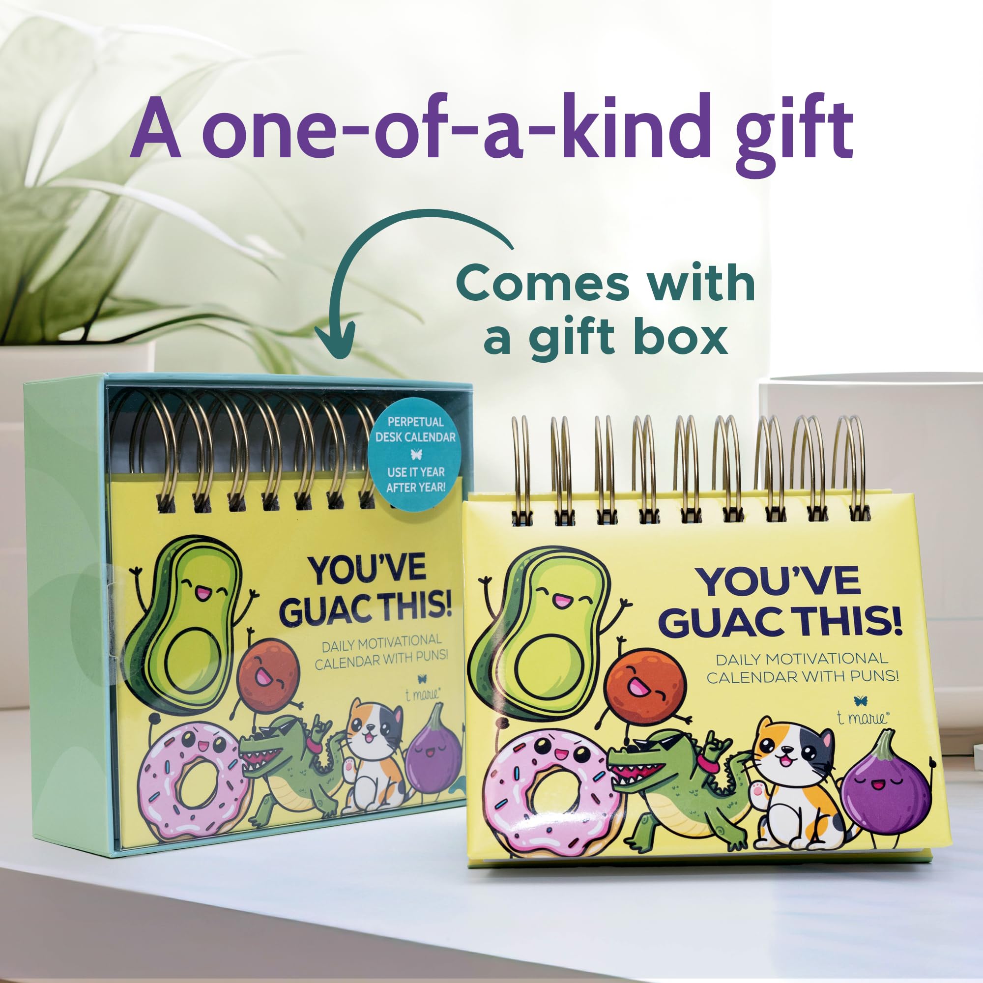 T MARIE 2026 Punny Motivational Desk Calendar - Daily Pun Perpetual Calendar with Clean Humor for Home and Office - Funny Gifts and Kid Friendly Dad Jokes - Cute Office Decor with Positive Affirmations