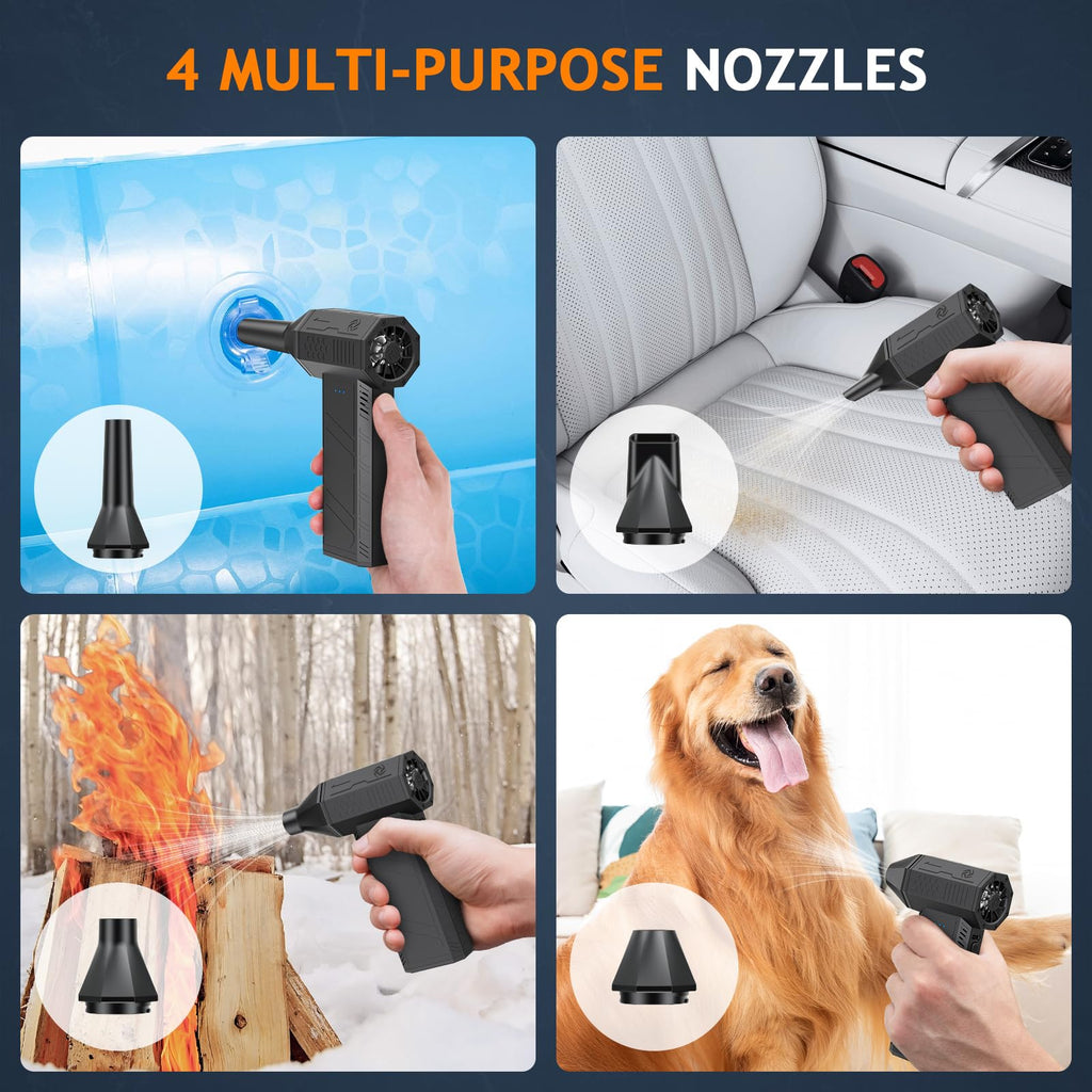 Compressed Air Duster - 180000RPM Powerful Electric Air Duster, 3 Gear Adjustable Cordless Air Blower, Rechargeable Dust Cleaner for Keyboard, Computer, House, Outdoor, Car