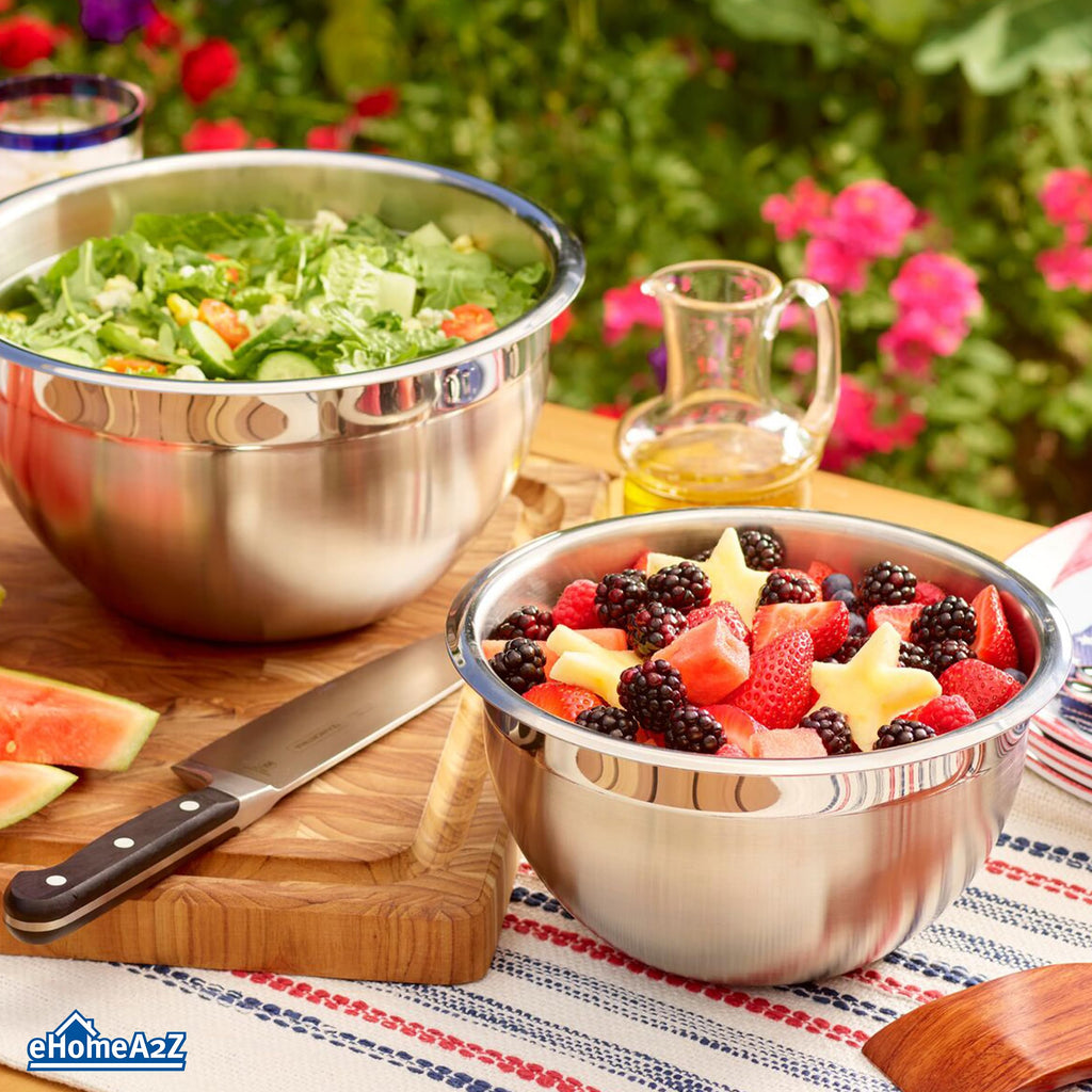 EHOMEA2Z Stainless Steel Mixing Bowls Set, Deep Mixing Bowls,Durable, Stackable,Food-Grade Safe,Rust and Corrosion Resistant Mixing Bowls Stainless Steel,Food Prep (5Pc Set)