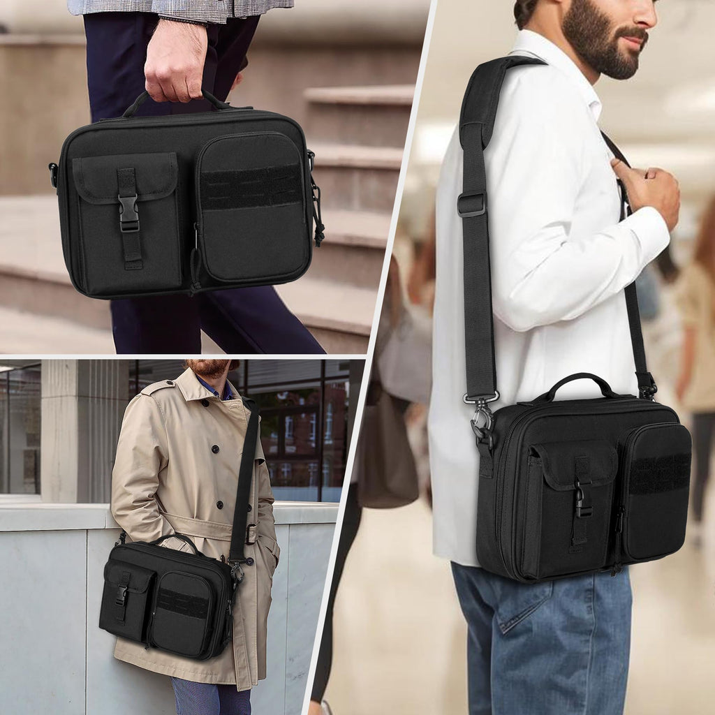 Damero Bible Cover for Men Women, Bible Carrying Case Church Bag with Pockets and Shoulder Strap, Black (Patent Pending)