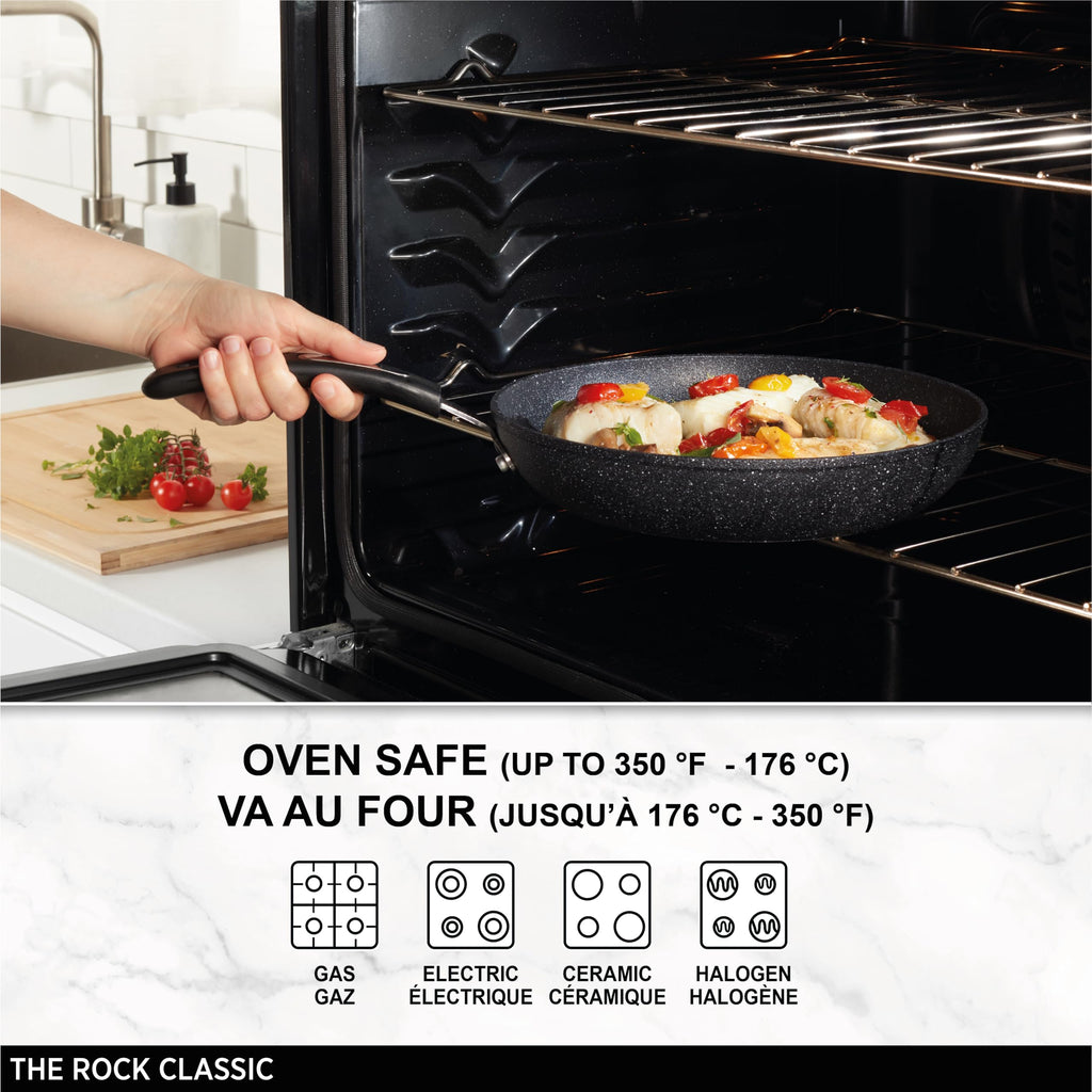 Starfrit The Rock 1.4L (1.5Qt) Non-Stick Saucepan - Durable Forged Aluminum - Oven Safe - PFOA Free - Easy to Clean - Black