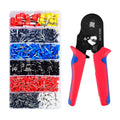 Ferrule Crimping Tool Kit, Ferrule Crimper Plier AWG23-7(0.25-10mm²) with 1200pcs Wire Ferrules Kit Wire Ends Terminals, Self-Adjustable Ratchet Wire Crimping Tool.