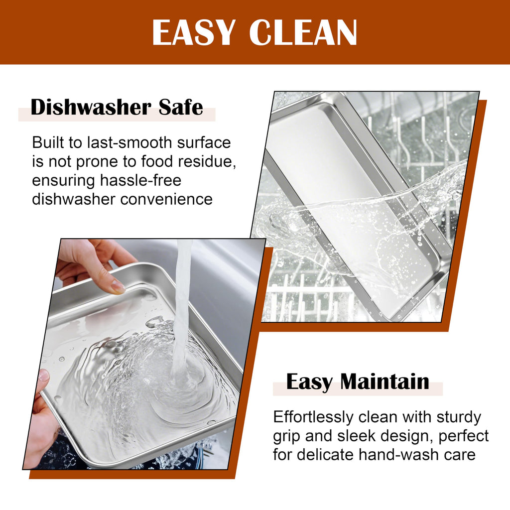 E-far Small Baking Sheet with Wire Rack (2 Pans + 2 Racks), Stainless Steel Cookie Sheets Trays & Cooling Rack for Toaster Oven, Non Toxic & Warp Resistant, Oven & Dishwasher Safe, 10.5 x 8.3 x 1 Inch