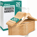 Beddora Wooden Hangers 20 Pack - 360 rotatable Swivel Hook Durable & Slim Lightweight with Shoulder Grooves - Wood Hanger for Clothes Coats Pants Suits Jackets in Natural