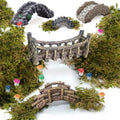 OrgMemory 5pcs Miniature Garden Accessories Set, DIY Landscape Bridge, Mini Pond Lawn Decor for Fairy Gardens, Terrariums, Model Train Scenes