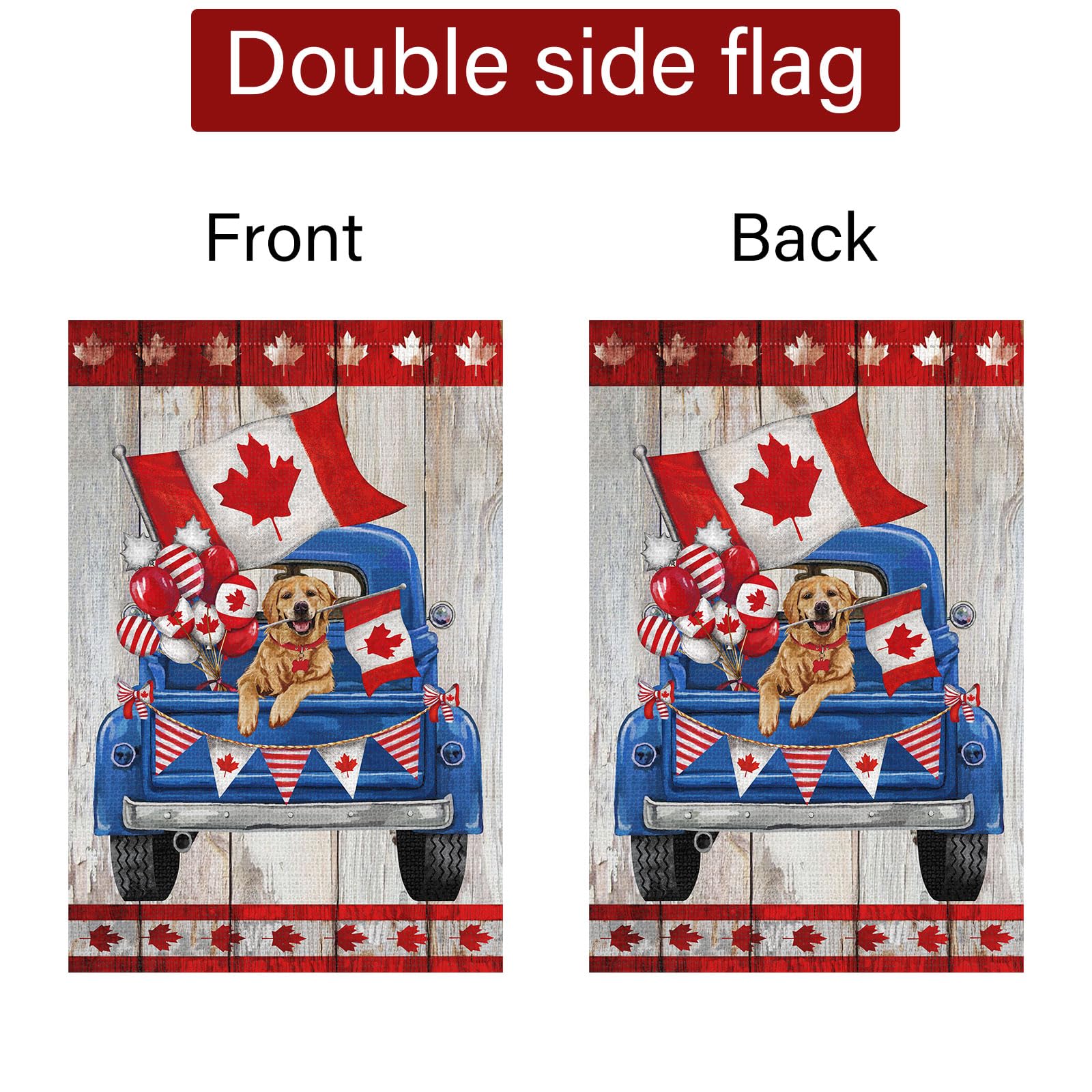 Louise Maelys Canada Day Garden Flag 28x40 Double Sided, Burlap Small Patriotic Truck Dog Welcome Yard House Banner Canadian Outside Outdoor Seasonal Porch Lawn Decoration (Only Flag)