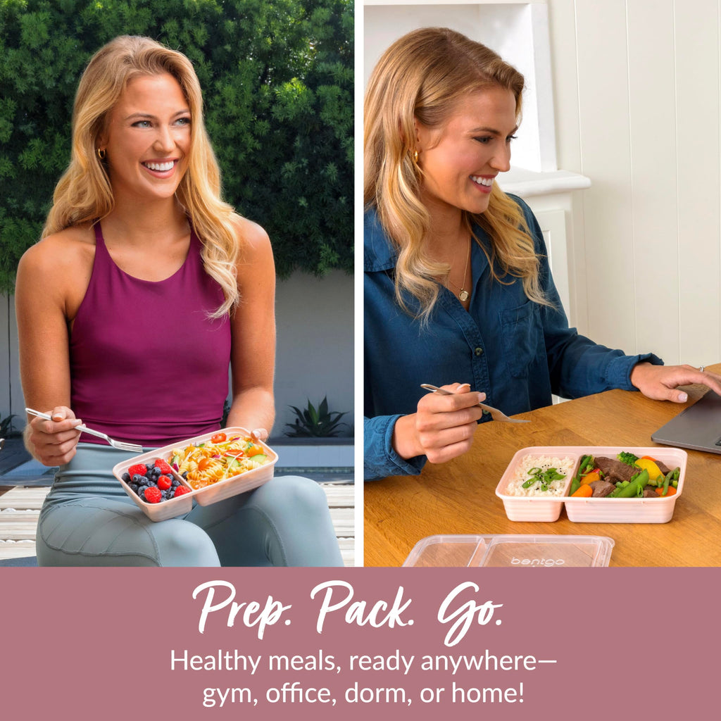 Bentgo® 20-Piece Lightweight, Durable, Reusable BPA-Free 2-Compartment Containers - Microwave, Freezer, Dishwasher Safe - Blush Pink