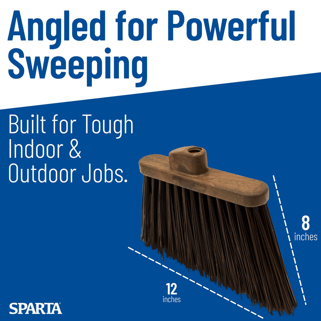 Sparta Sweeper Broom – 12 Inch Angled Outdoor Broom Head with Durable Polypropylene Bristles, Standard Thread Compatible for Home Garage or Kitchen Cleaning, Brown