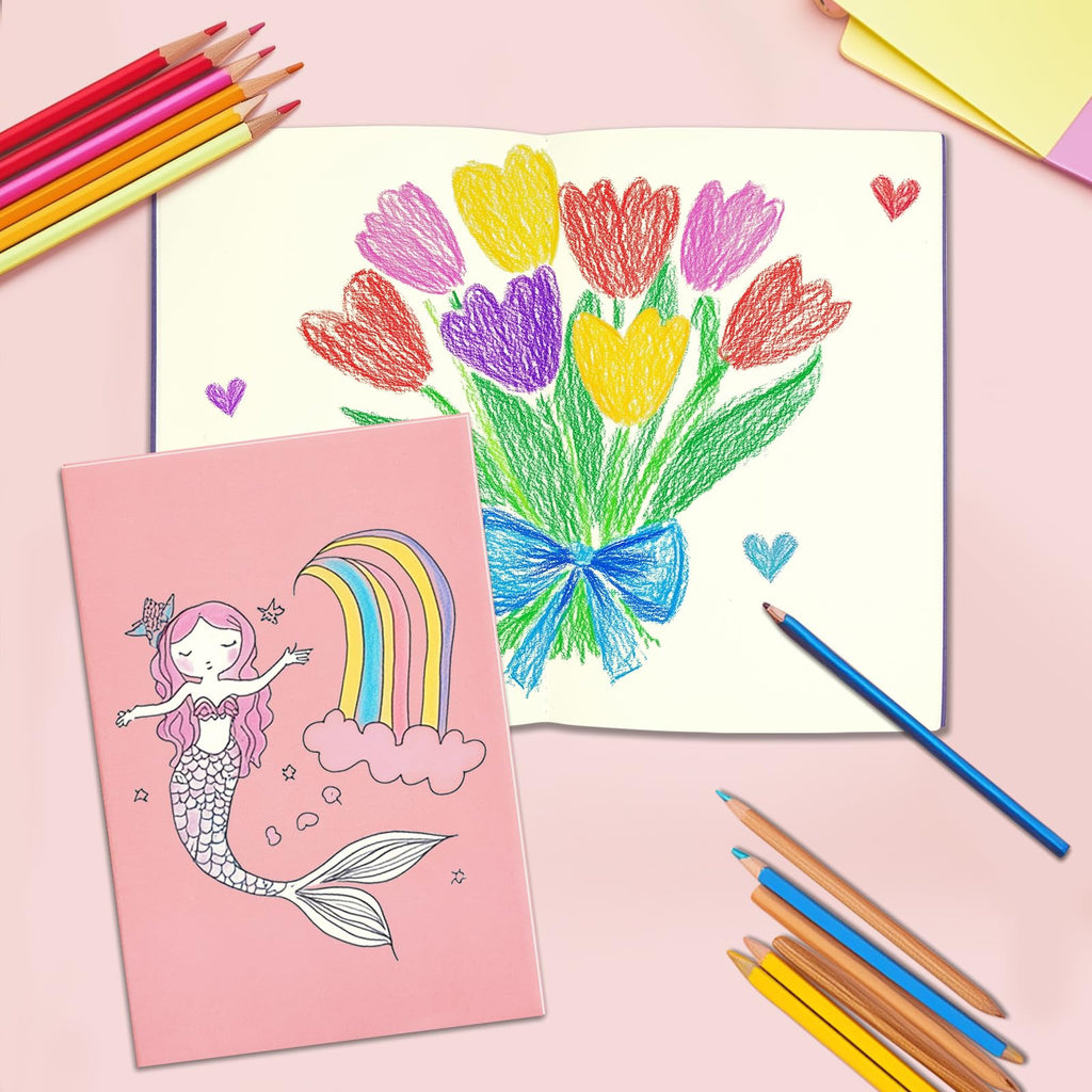 12 Pack A5 Blank Notebooks Bulk, 8.5x5.5" Unlined Journals 60 Pages(30 Sheets) Kraft Sketchbook Notebook for Kids Students School Office Home (2Pcs x 6 Colors)