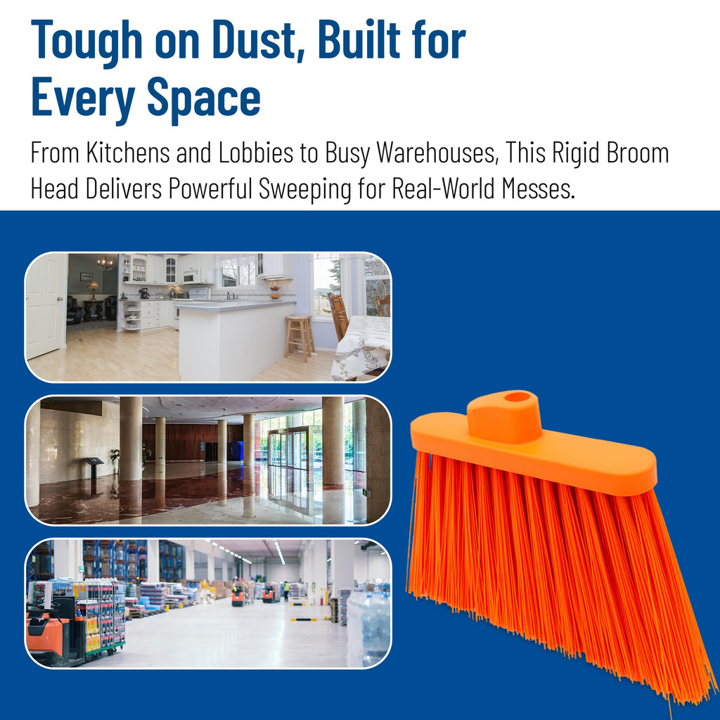 Sparta Sweeper Broom – 12 Inch Angled Outdoor Broom Head with Durable Polypropylene Bristles, Standard Thread Compatible for Home Garage or Kitchen Cleaning, Orange