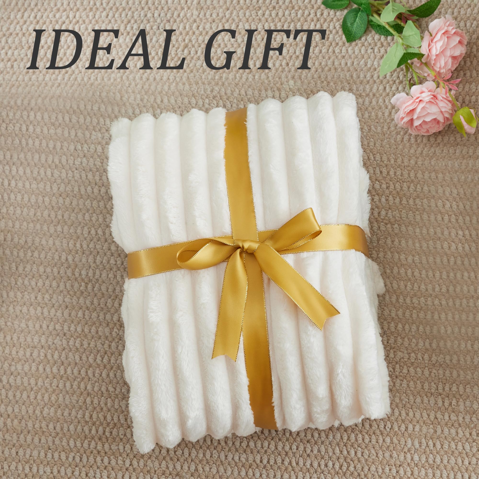 BEDELITE Fuzzy Twin Blanket for Bed - Cream White Fluffy Cozy Soft Plush Warm Fleece Blankets for Winter, Bedroom Valentine's Day Decor Gifts for Him Her