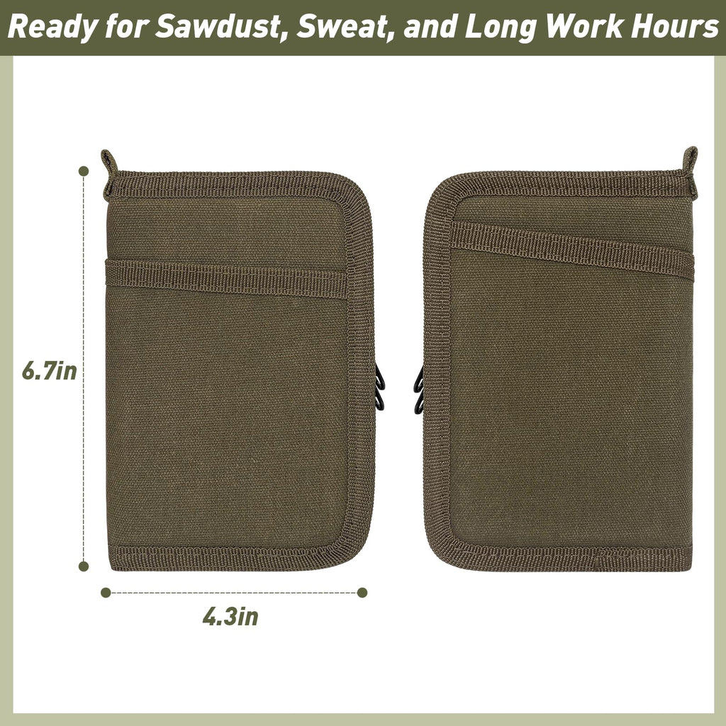 WIKSRY Journal Cover for Field Notes & Moleskine Cahier with YKK Zipper, 3.5"x5.5" Waxed Canvas Notebook Cover with Pen Holder, Water Resistant Travel Planner Cover for Daily Use (Olive)