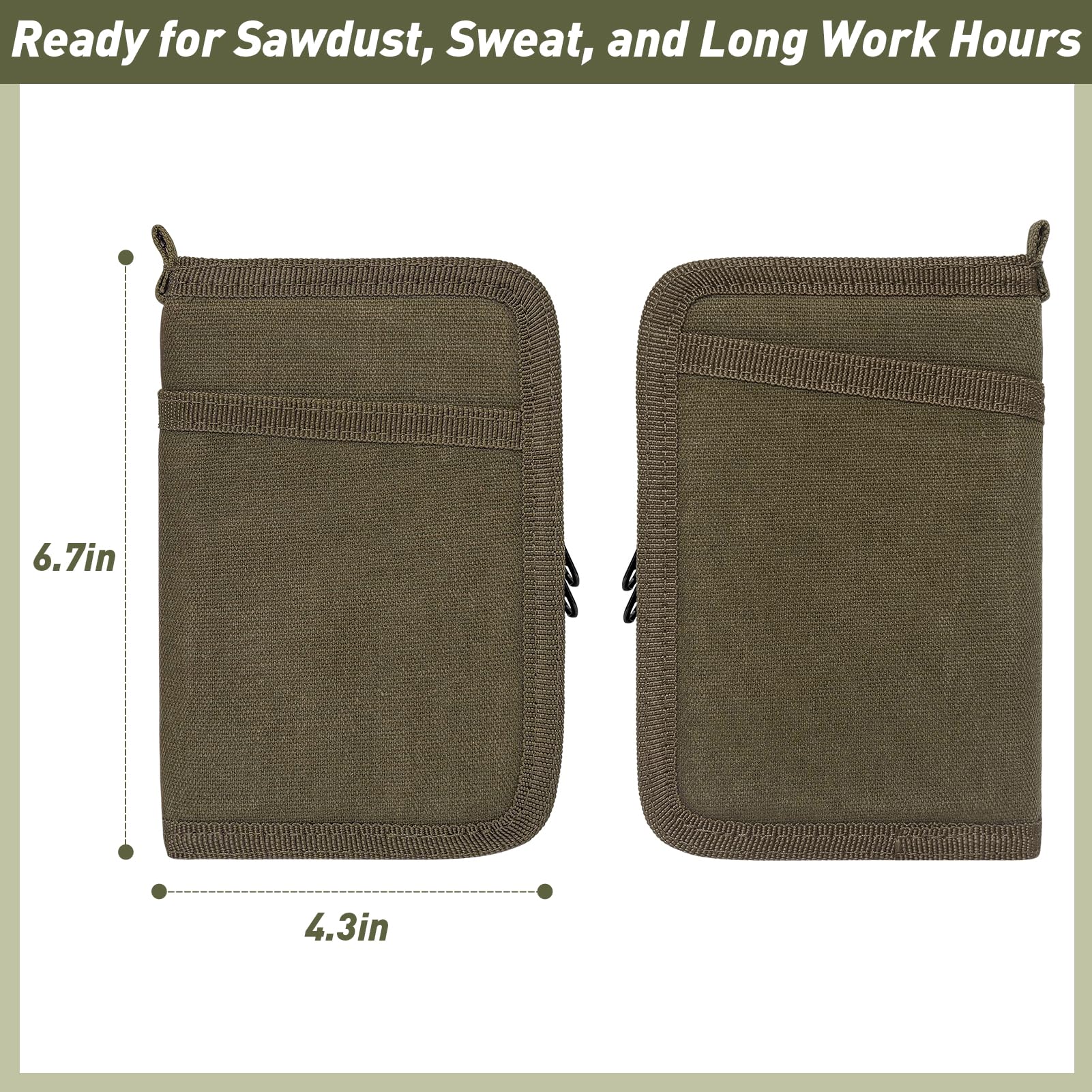 WIKSRY Journal Cover for Field Notes & Moleskine Cahier with YKK Zipper, 3.5"x5.5" Waxed Canvas Notebook Cover with Pen Holder, Water Resistant Travel Planner Cover for Daily Use (Olive)