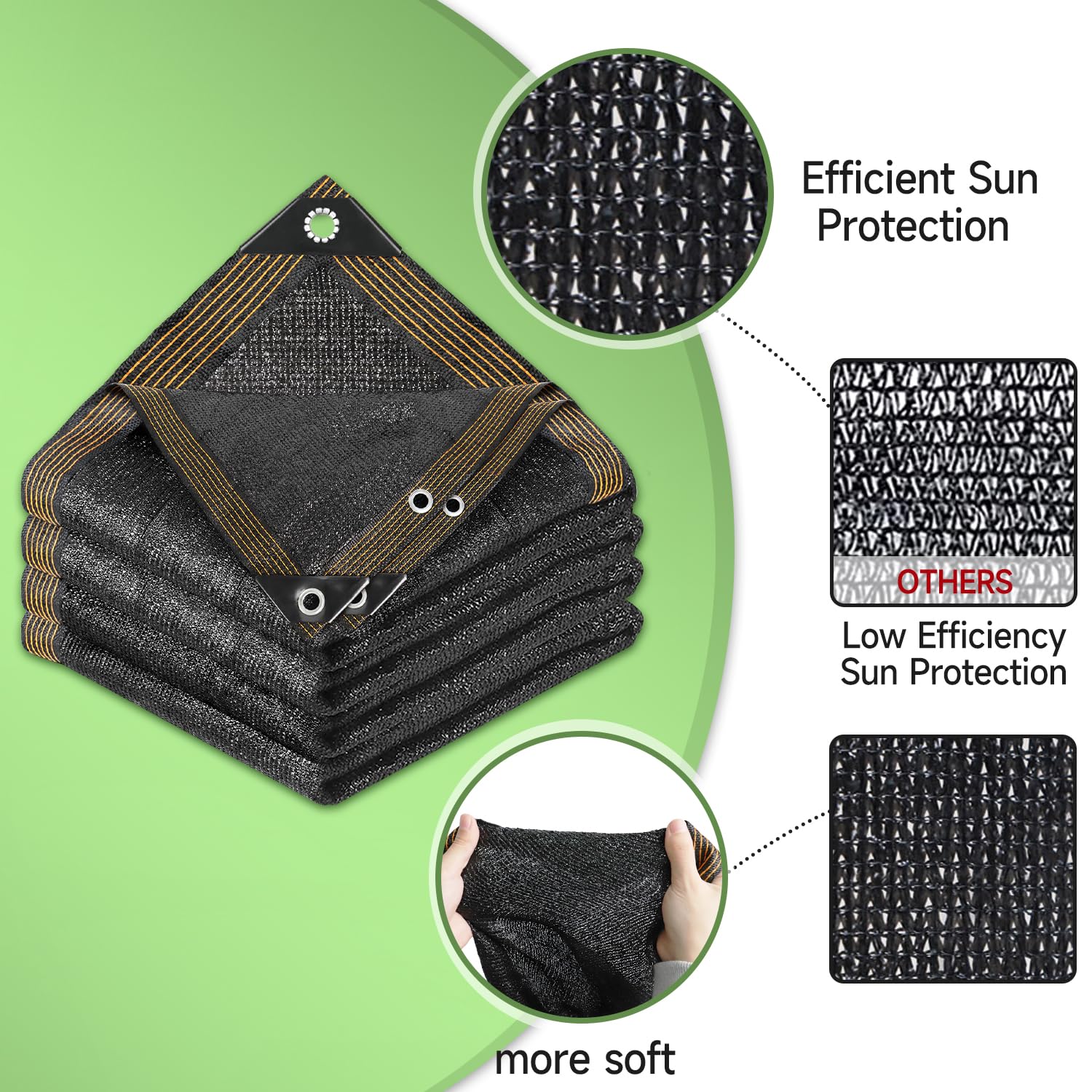FOTMISHU 70% Shade Cloth 6.5ftx10ft Anti-Aging Sun Mesh UV Resistant Net, Sunblock Garden Tarp for Plant Cover, Greenhouse, Barn or Kennel, Flowers, Plants