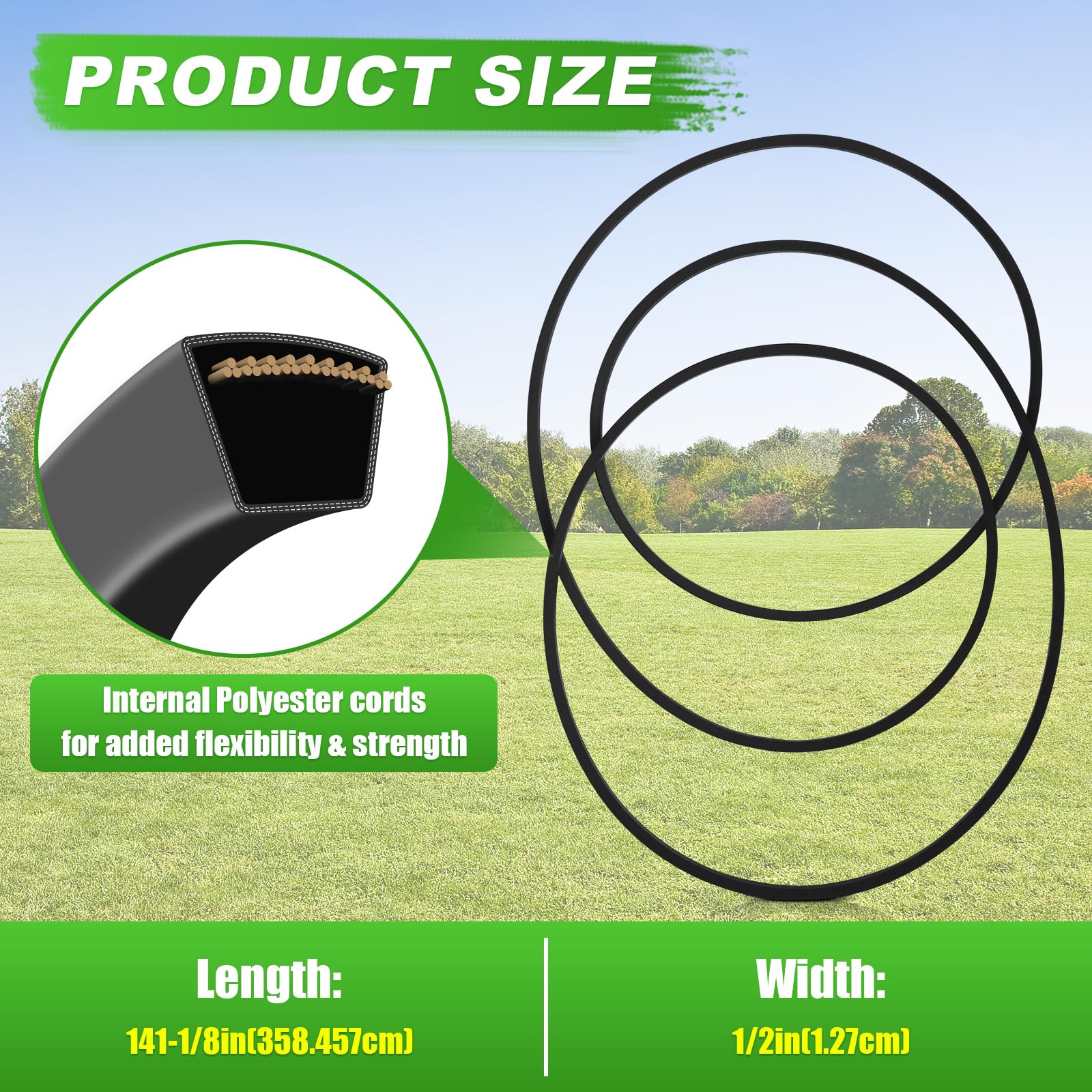 Upgraded GX21833 Deck Drive Belt Replacement Compatible with John Deere L120 L130 145 D140 LA145 LA130 D150 D160 LA165 LA155 X165 48-Inch Deck GX20571 Fit Stens 265-238