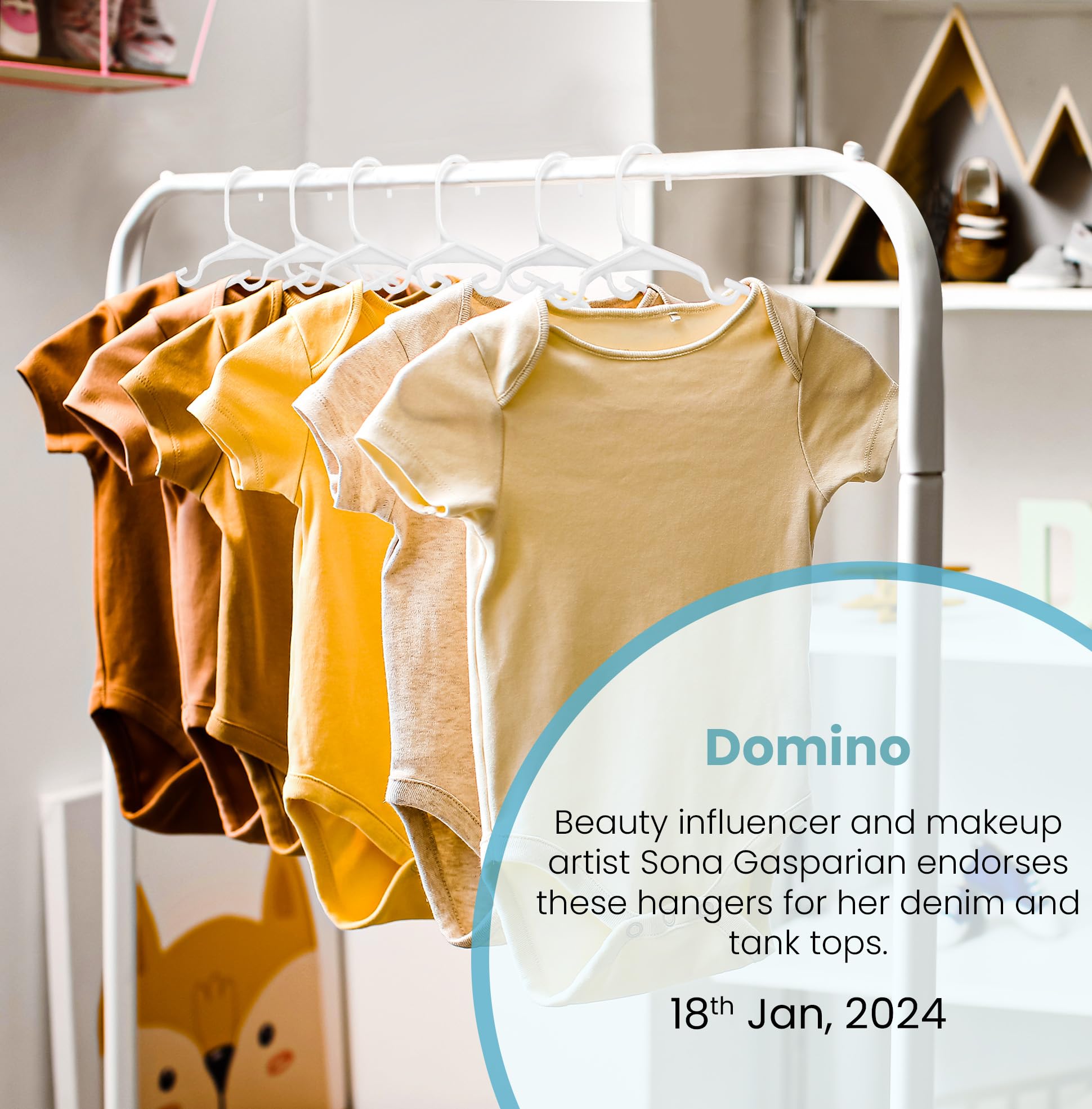 Utopia Home 60 Pack Kids Hangers - Plastic Baby Hangers for Closet - Children's Hangers for Clothes & Infant Hangers for Closet - Ideal for Everyday Standard Use (White)