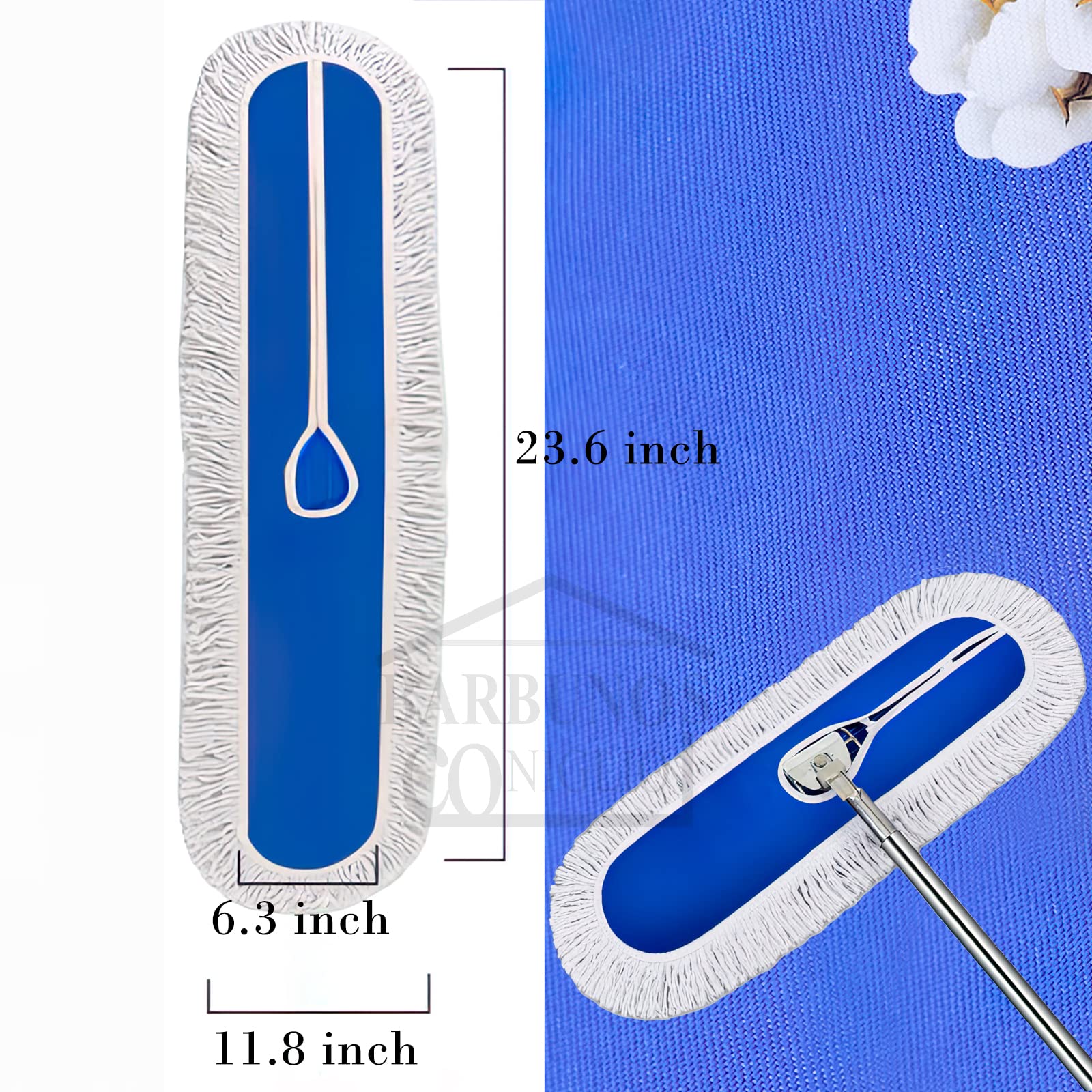 Large Mop Head 24" Industrial Strength Ultimate Cotton Floor Dust Mop Refill, Commercial Cleaner Mop Head Replacement, Dust Mops for Home, Industrial Use - Fit for Standard Size Mop Frame (1)