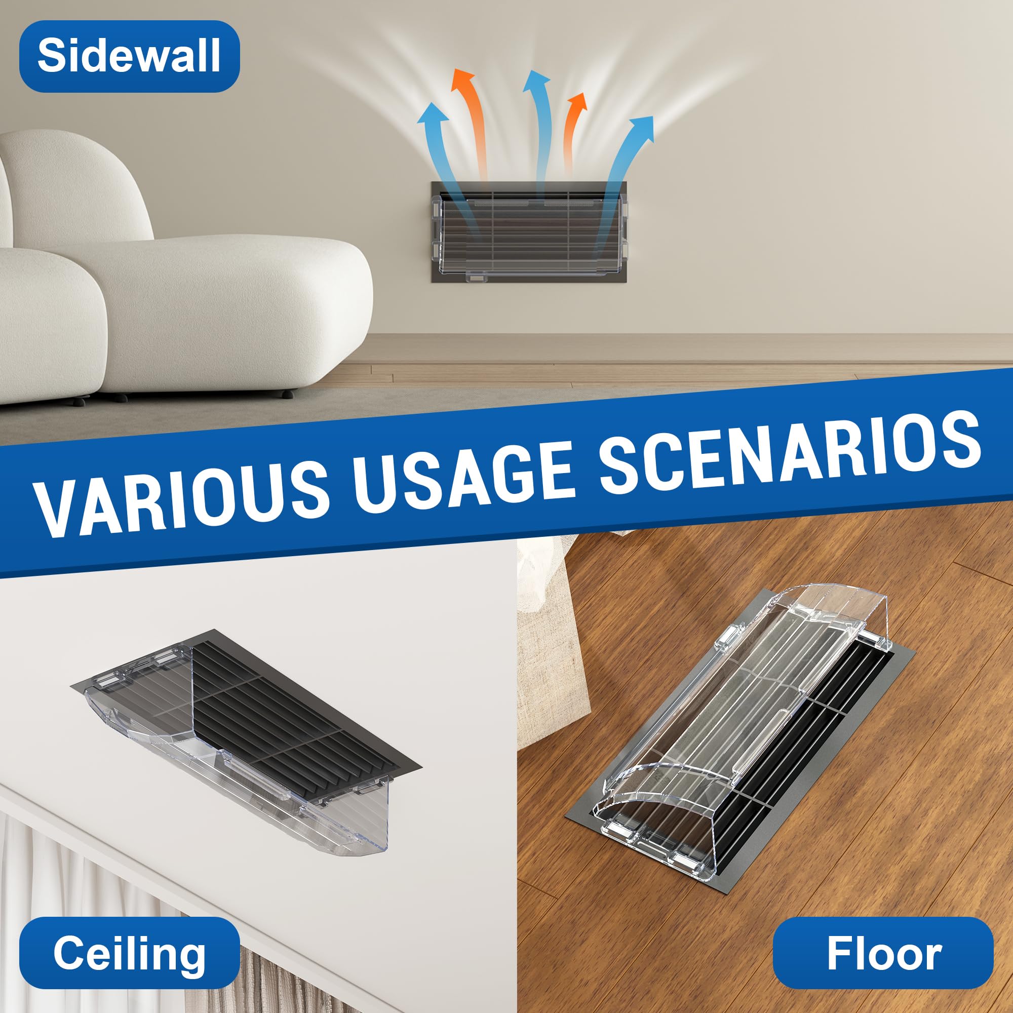 Heat&Air Vent Deflector,Adjustable Between 8’’ to 15’’,Heat Resistant Magnetic Floor Vent deflectors/ac Vent Deflector/Ceiling Vent deflector-2PACK