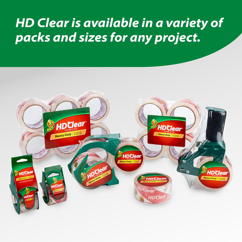 Duck Brand HD Clear High Performance Packaging Tape, 1.88-Inch x 54.6-Yard, Crystal Clear, 6-Pack (441962)