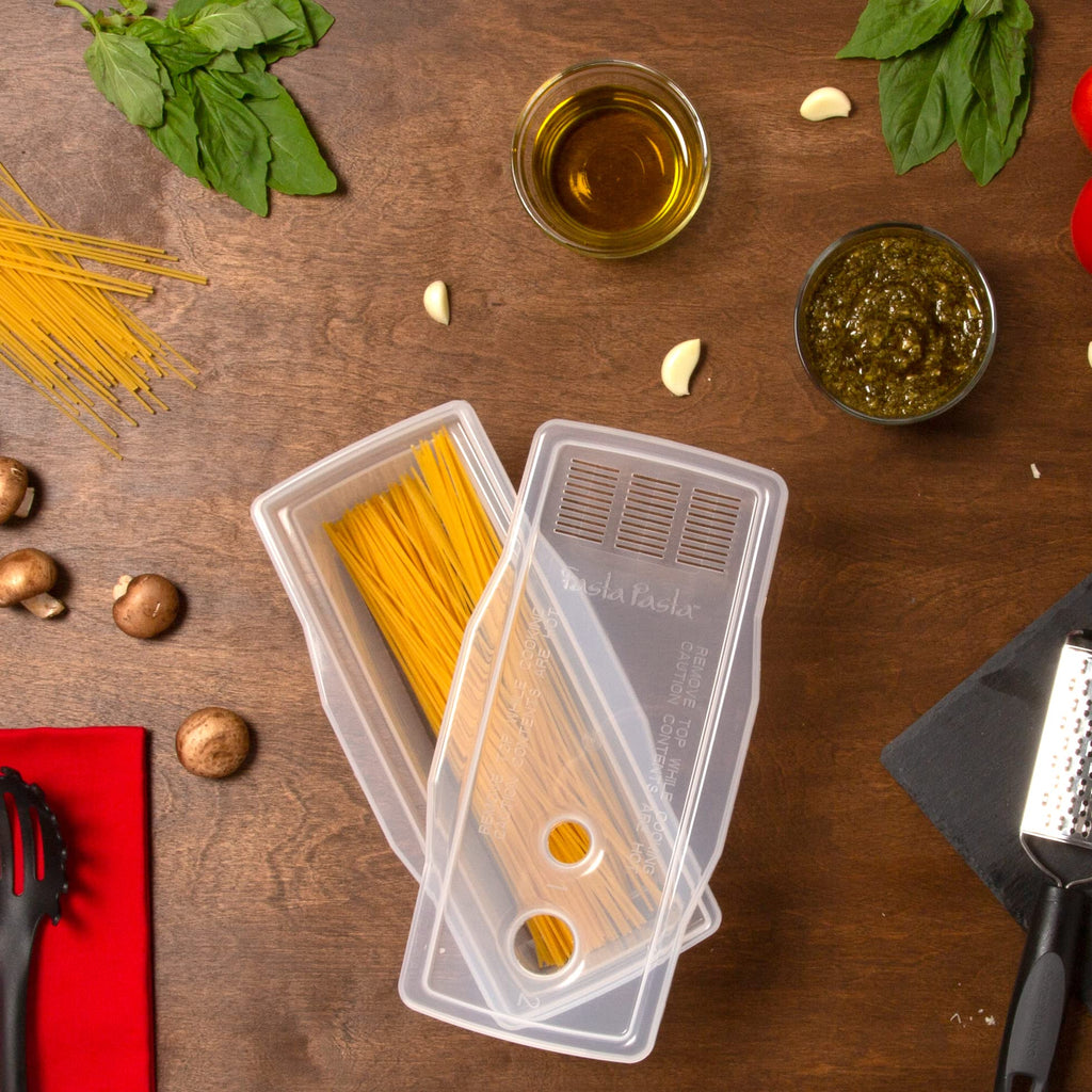 The Original Fasta Pasta Microwave Cooker with Lid & Built-in Strainer-No More Messes, Waiting for Water to Boil, or Sticky Noodles-Perfect Al Dente Pasta Every time- Patented Design, It Really Works