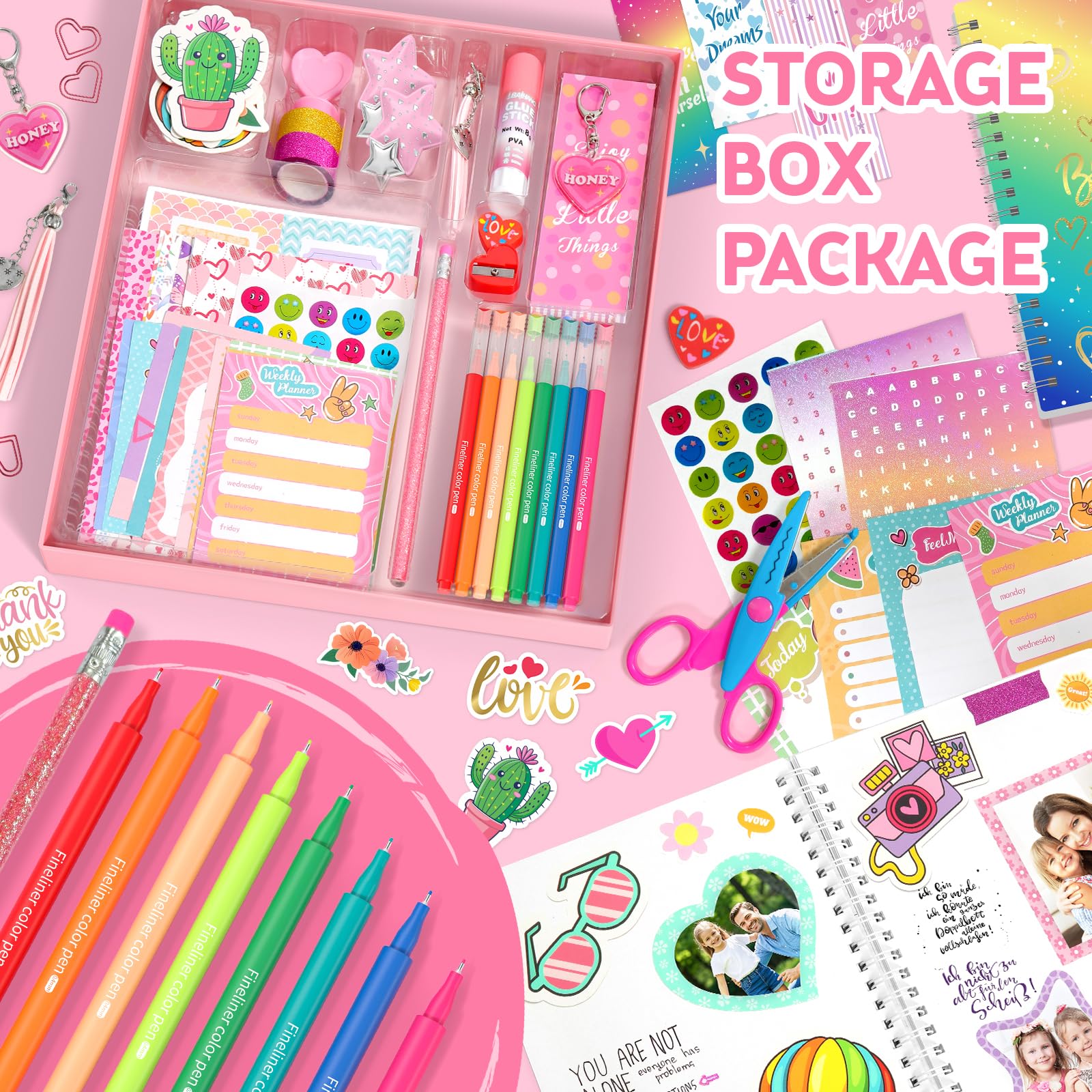 Axirata 2-Pack DIY Journal Kit for Girls, Journal Set for Tween & Teen Girls 6-8-14 Year Old, Art & Crafts Stationery Kit, Scrapbook & Diary Supplies Toy Set Birthday Christmas Ideal Gift for Girls