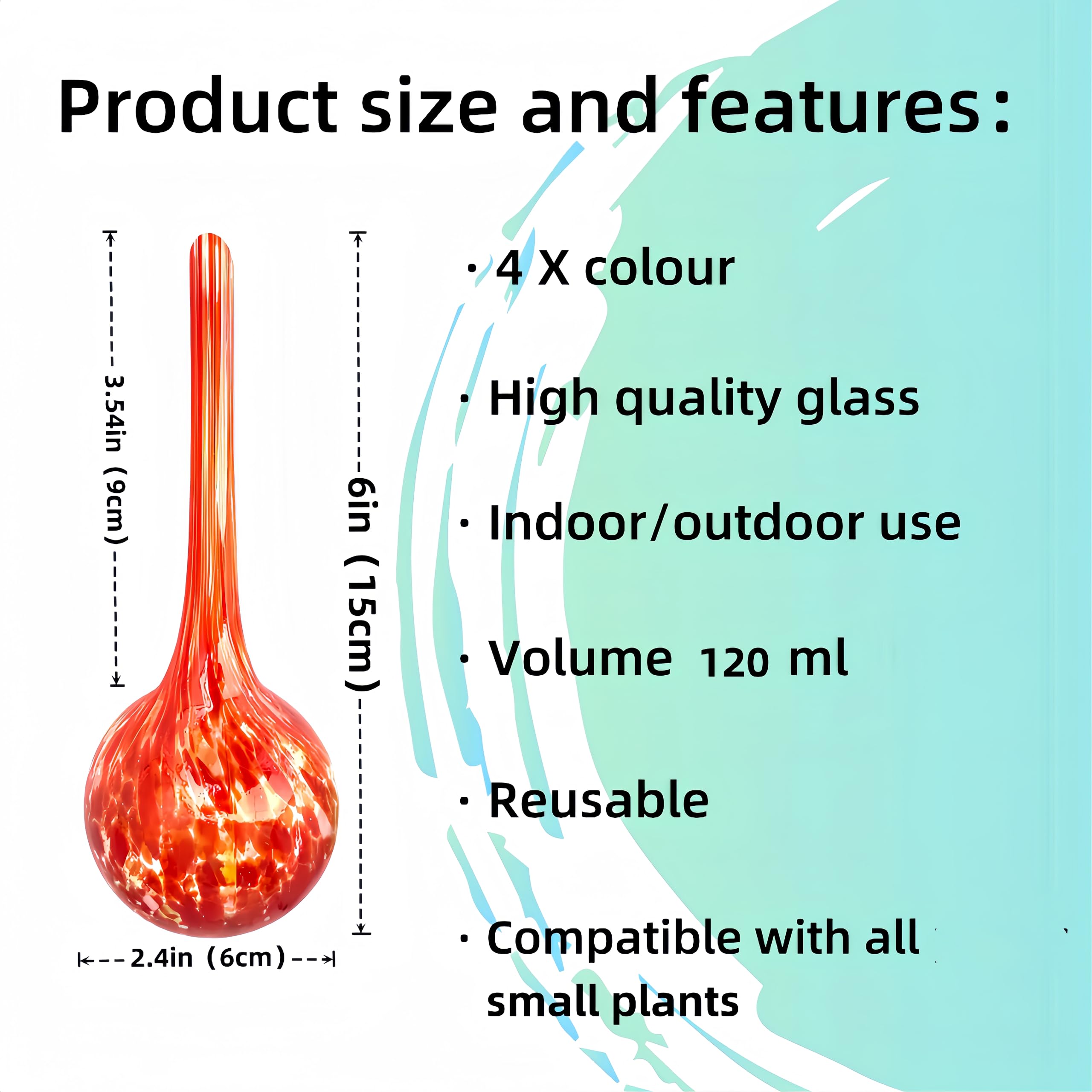 Plant Self Watering Globes Colorfules - Set of 4 Pcs, Plant Watering Devices, Watering Bulbs for Indoor & Outdoor Plants
