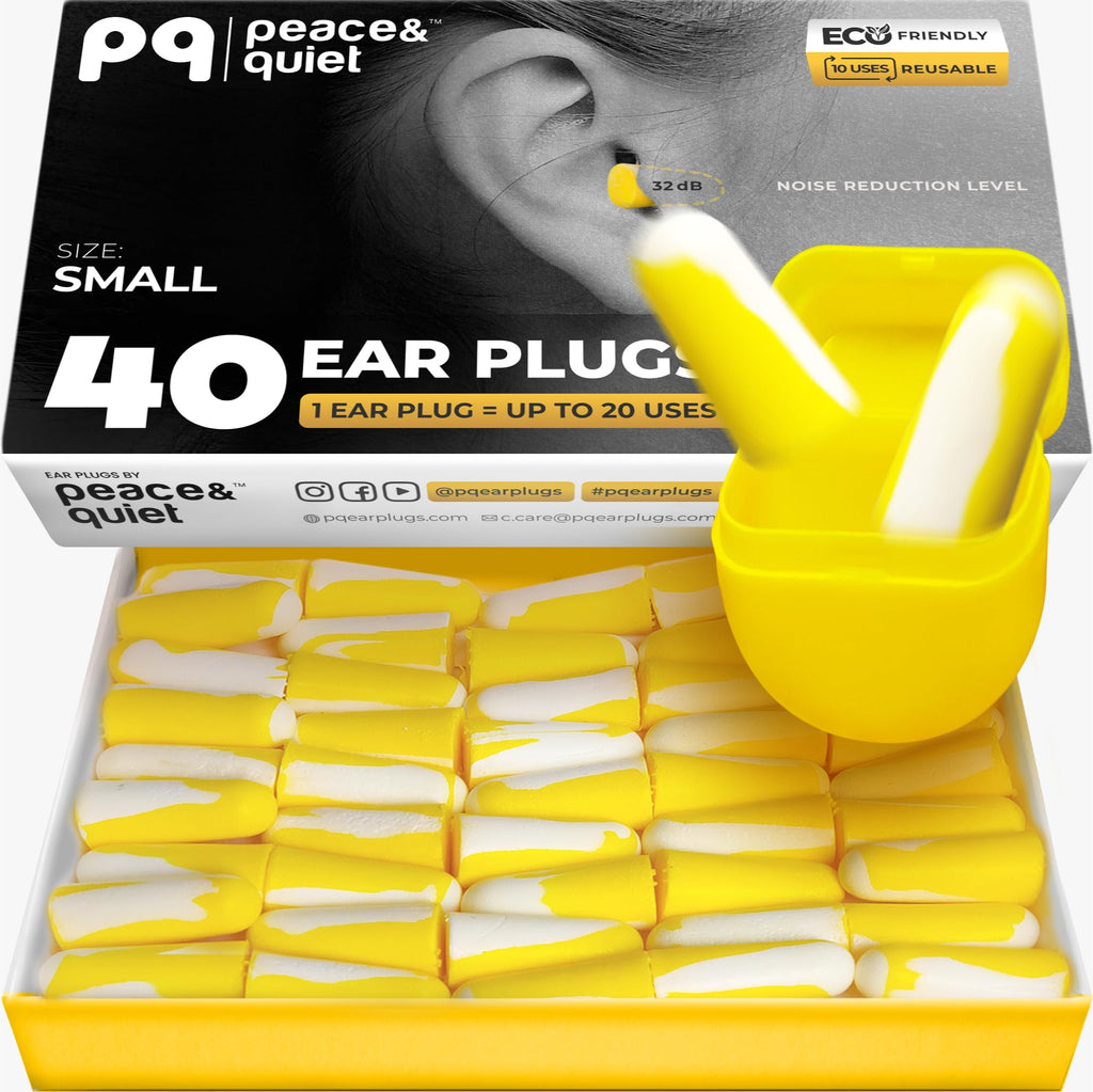 PQ Small Ear Plugs for Sleeping - 40 Soft Earplugs for Small Ear Canals, Ear Plugs for Sleeping Noise Cancelling Level 32 dB, Earplugs Sound Blocking Sleeping, Earplugs Sleep for Women and Men