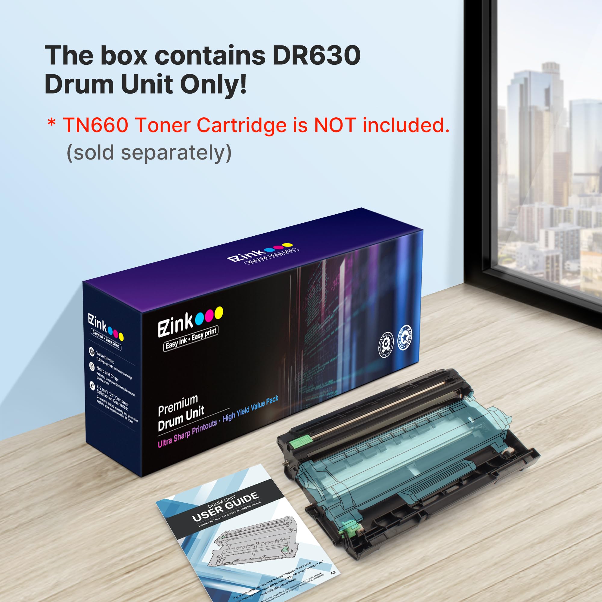 E-Z Ink DR630 Drum Unit 1 Pack Compatible Replacement for Brother DR630 DR660 DR-630 DR-660 Drum for Brother DCP-L2520DW DCP-L2540DW HL-L2320D MFC-L2700DW MFC-L2720DW MFC-L2740DW Printer