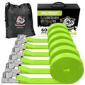 Cartman Lashing Straps up to 600lbs, 6pk in Carry Bag, Green Color