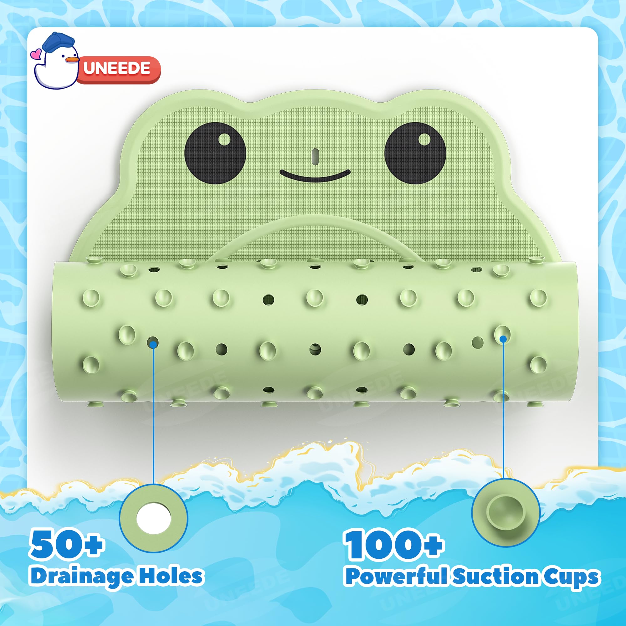UNEEDE Kids Bathtub Mat Non Slip Shower Mat for Toddlers, Washable Anti Slip Tub Surface, Soft Rubber Mat for Bathtub Shower, Waterproof Bathtub Essentials for Children