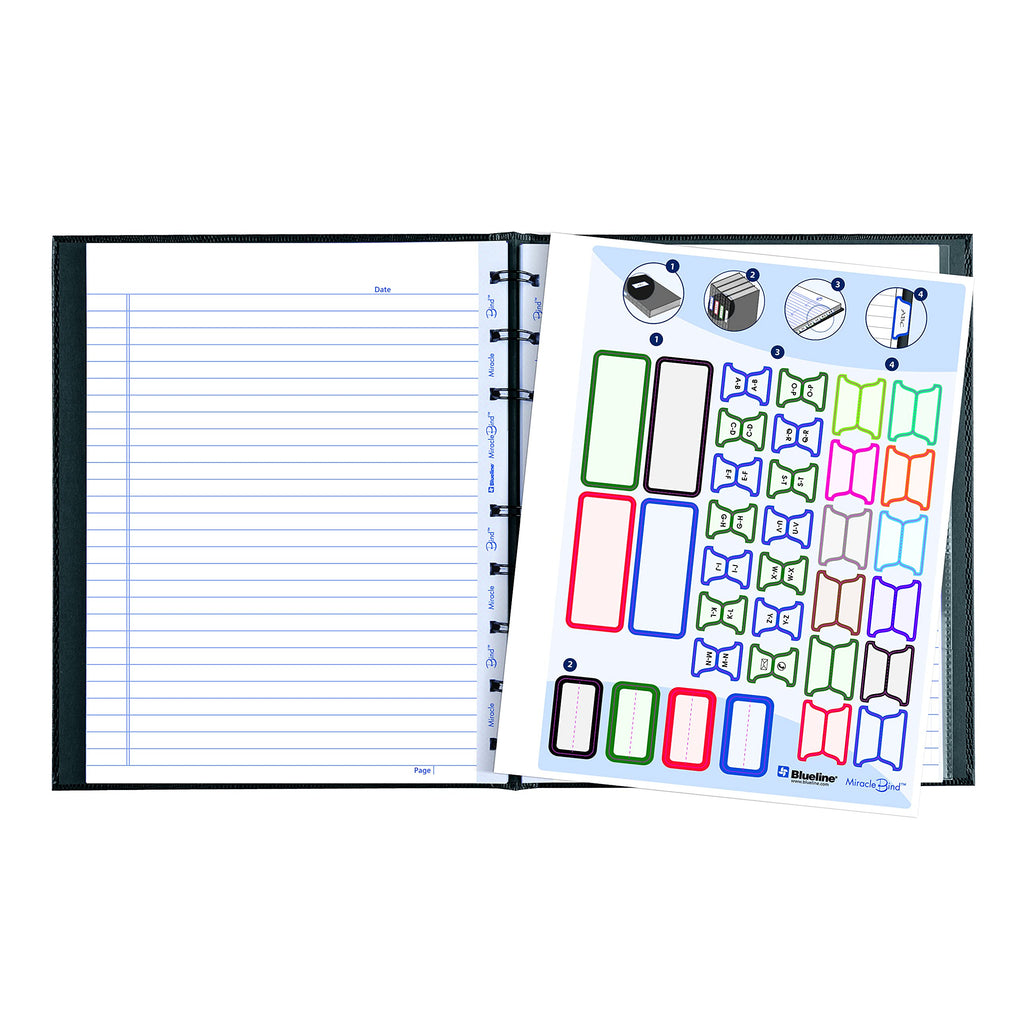Blueline MiracleBind Notebook, Black, Lizard-Like, Hard Cover, 9.25" x 7.25", 150 Pages (AF9150.81)