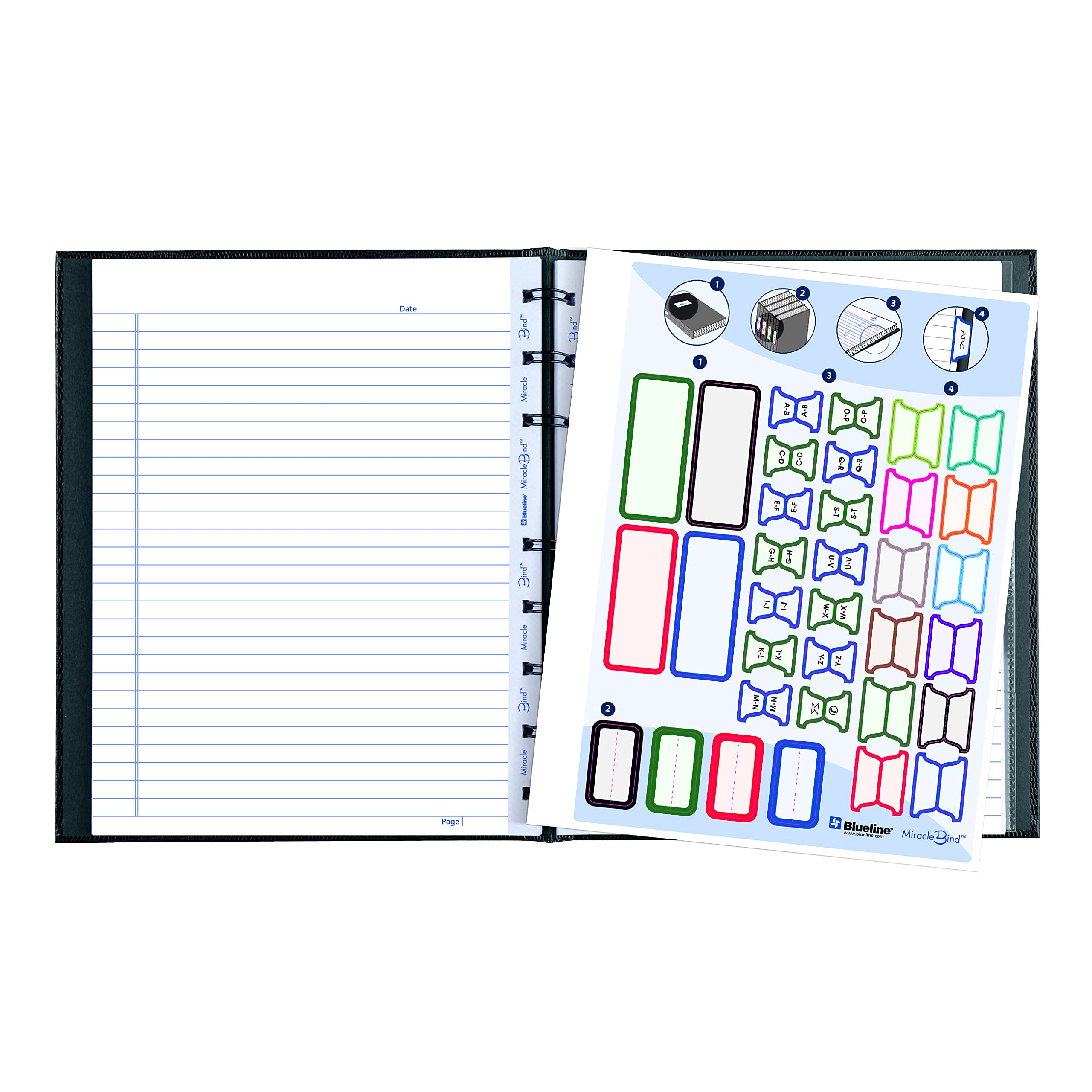 Blueline MiracleBind Notebook, Black, Lizard-Like, Hard Cover, 9.25" x 7.25", 150 Pages (AF9150.81)
