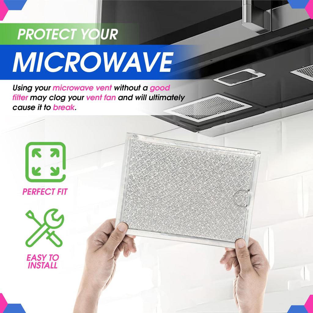 Bagean Microwave Filter Replacement 7.92” x 5.94” Compatible with 5303319568 Frigidaire Microwave Filter - Aluminum Mesh Grease Screen - Freshens & Filters Kitchen Air in Over the Oven Vent Fan (2-Pk)
