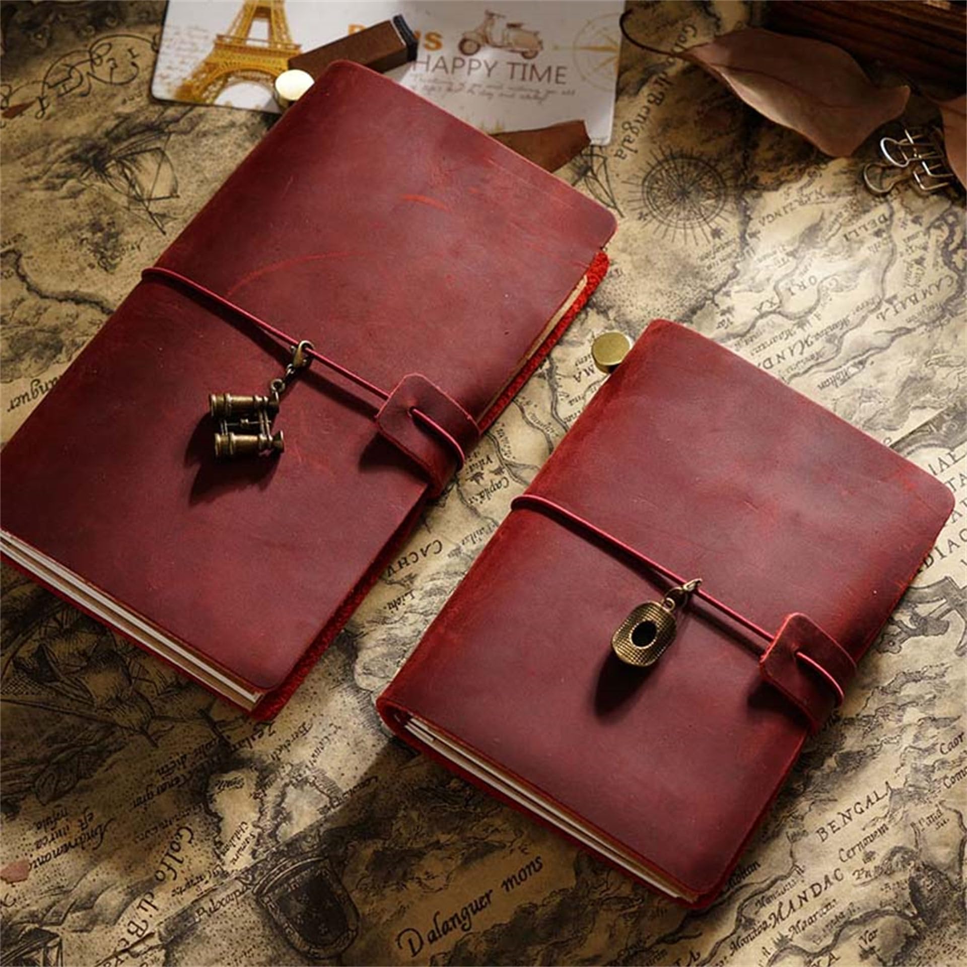 AIGUONIU Genuine Leather TN Travel Notebook Protective Cover Journal Sketchbook Planner Agenda Diary Personal Organizers Noteboo (Red Passport)