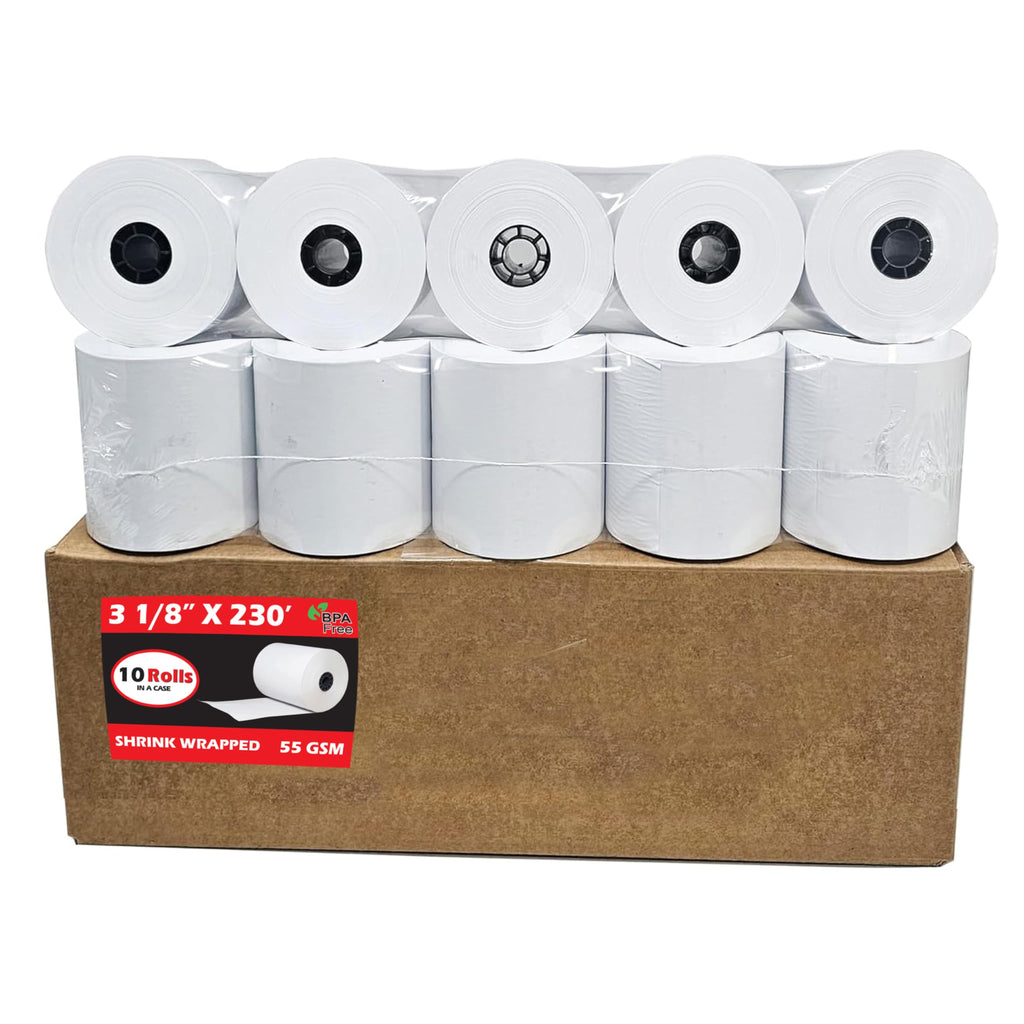 (10 Rolls) 3 1/8 x 230 Thermal Paper (80mm x 70m) Premium Tape for Square POS System, Register Thermal Receipt Paper Rolls for TM-T88III, TM-T88IV, TM-T88V, TSP100, CT-S300, CT-S2000, M129B, M129C
