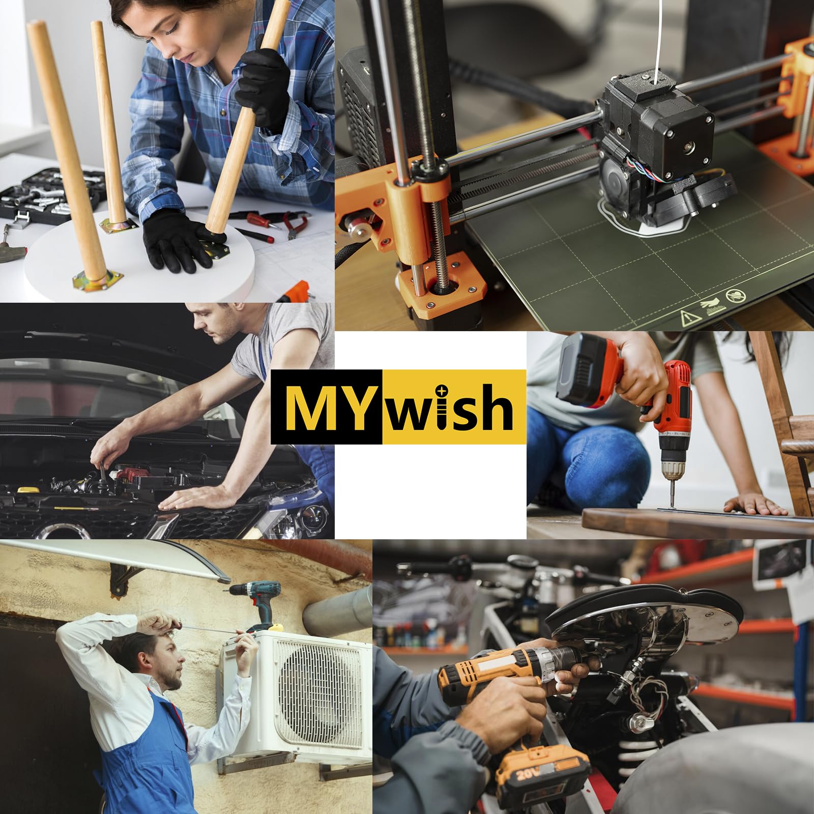 Mywish M8 x 55mm 20Pcs Flat Head Hex Socket Cap Screws Bolts, 304 Stainless Steel Furniture Bolts Full Thread, Black Oxide & Hex Spanner