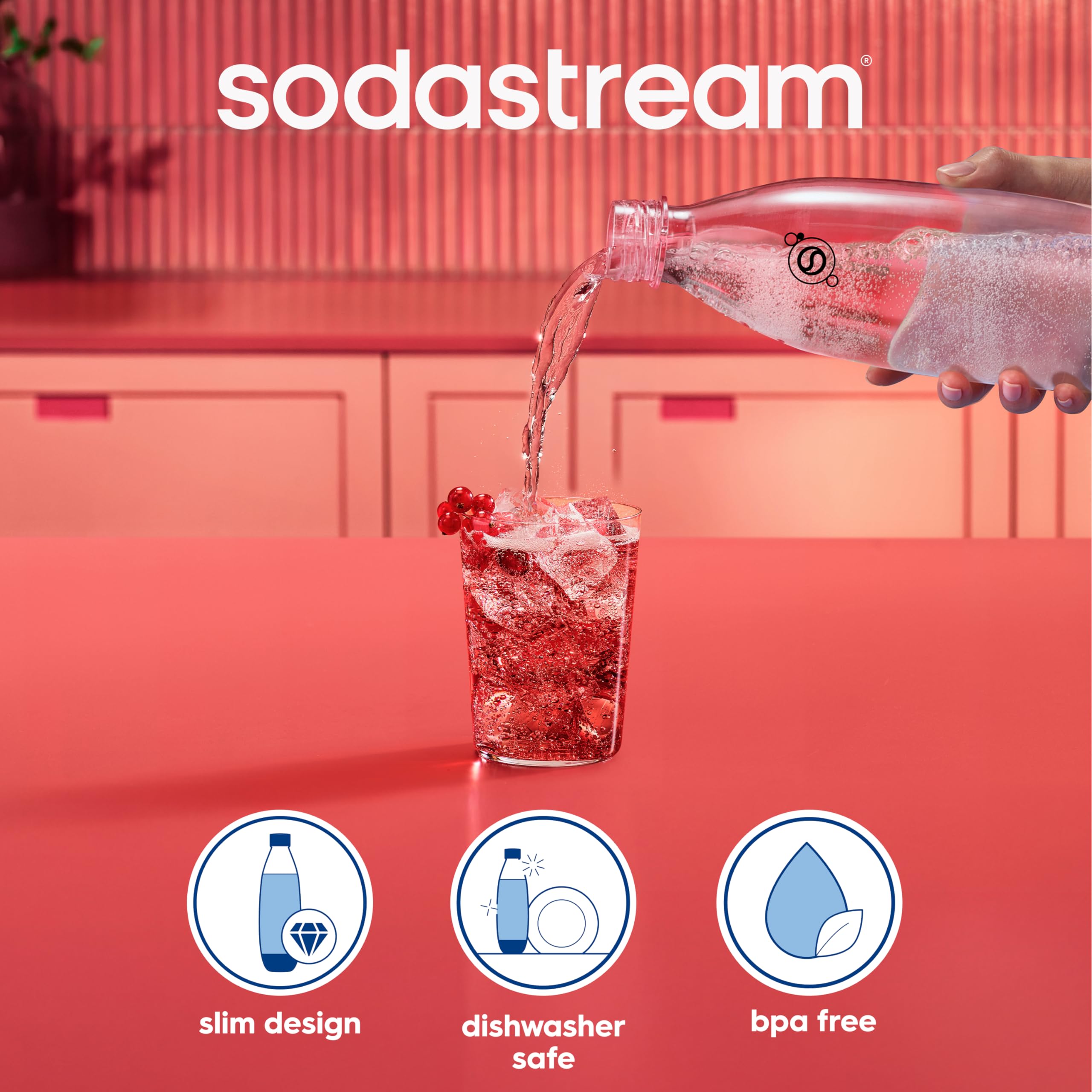 Sodastream 1L Fuse Black Bottles Twin Pack - Dishwasher Safe