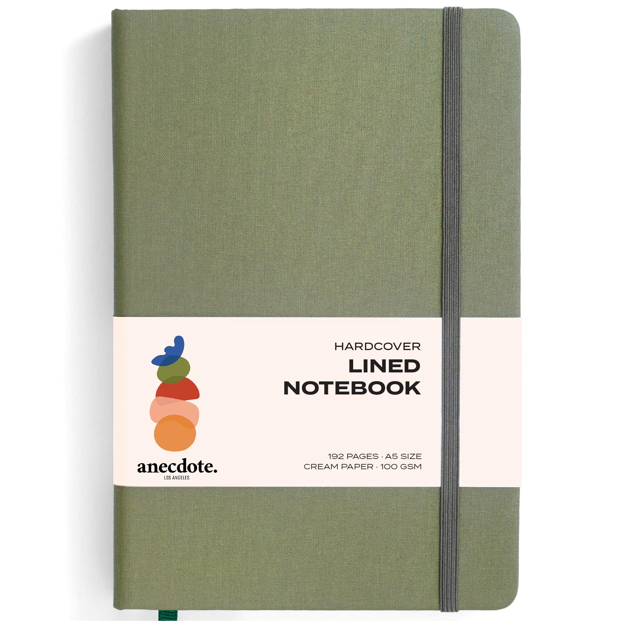 Anecdote Hardcover Ruled Journal Notebook for Men & Women - 192 Pages | Thick 100 GSM Lined Paper (8.3" x 5.4" - A5) | Daily Journaling Writing Diary for Work, Travel, School & Office Use (Olive Green