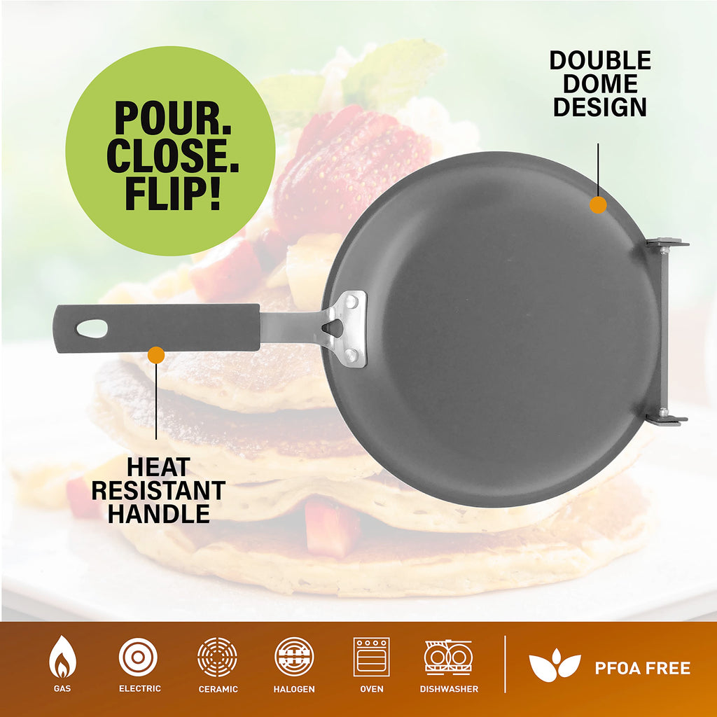 Gotham Steel Pancake Bonanza Pancake Maker, 2-Sided Nonstick Pancake Pan, Crepe Maker, Egg Pan, for Perfect Pancakes Eggs Crepes, Long Lasting Nonstick, Even Heating, Dishwasher Safe, 100% Toxin Free