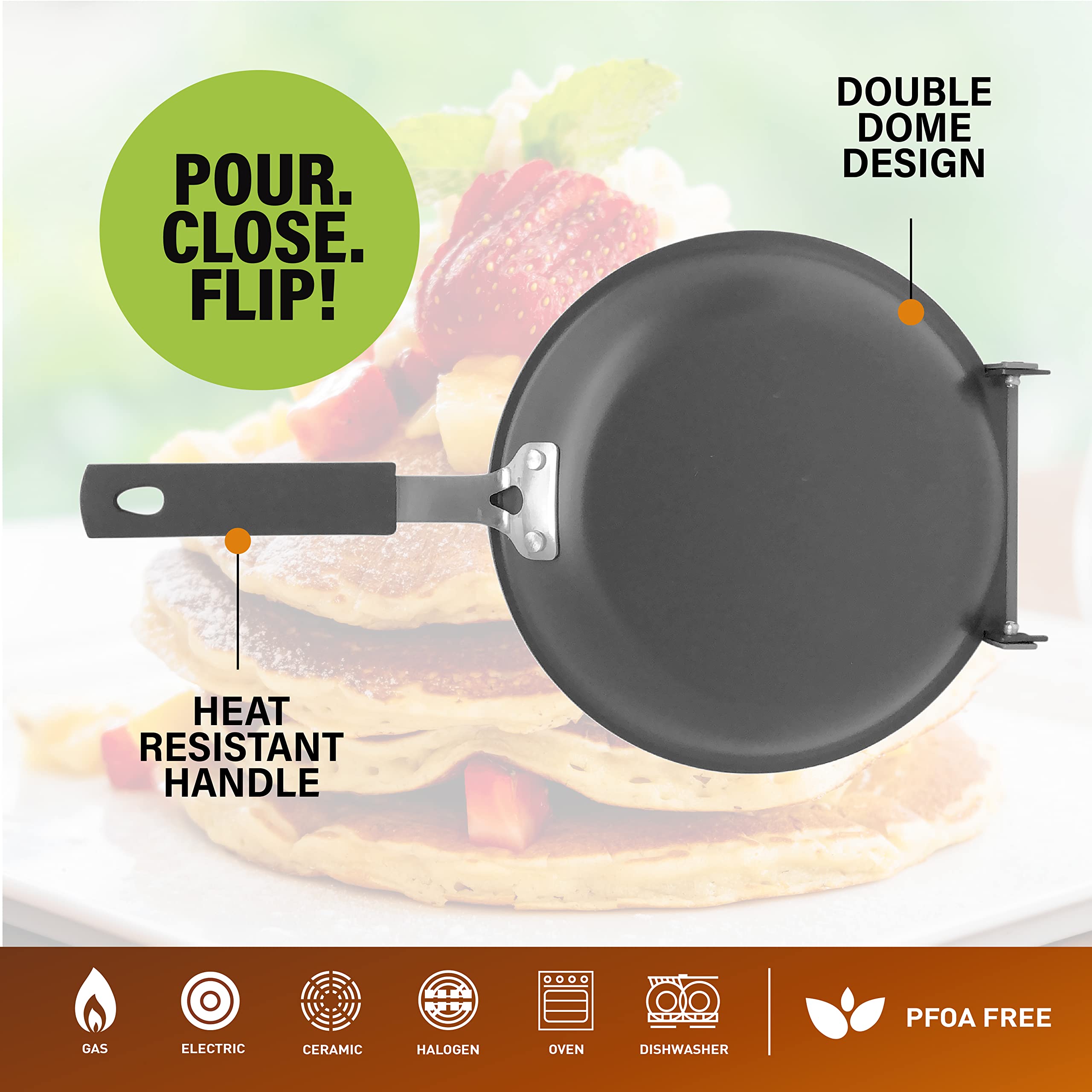 Gotham Steel Pancake Bonanza Pancake Maker, 2-Sided Nonstick Pancake Pan, Crepe Maker, Egg Pan, for Perfect Pancakes Eggs Crepes, Long Lasting Nonstick, Even Heating, Dishwasher Safe, 100% Toxin Free