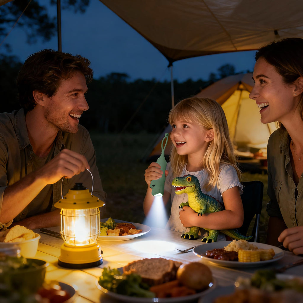CoolGift Mart Silicone Dinosaur Flashlight, Rechargeable Hanging Night Light for Camping, Night Walks and Home Use, Animal Themed Themed Portable Torch