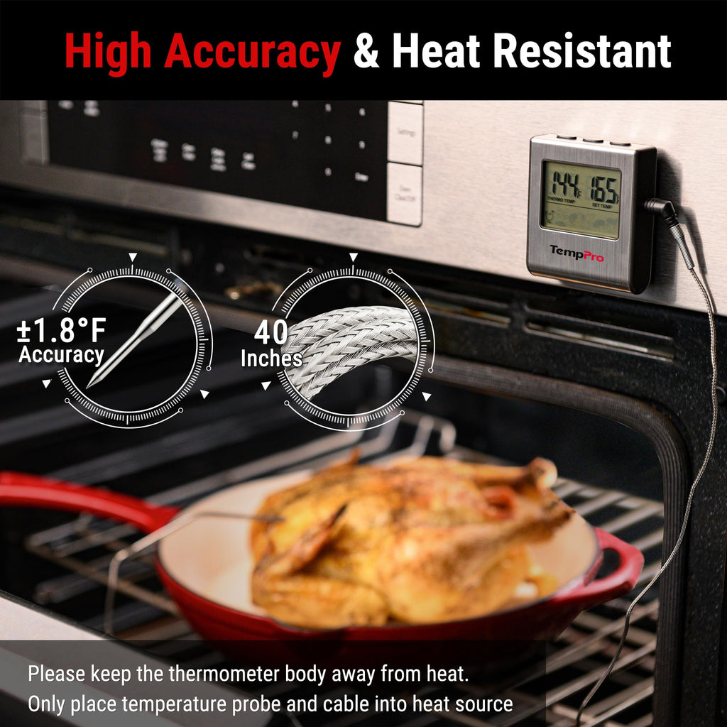 ThermoPro TP-16 Meat Thermometer with Stainless Steel Probe for Indoor Outdoor Use, Digital Cooking Thermometer for Grill, Barbecue, Oven, Smoker, Candy