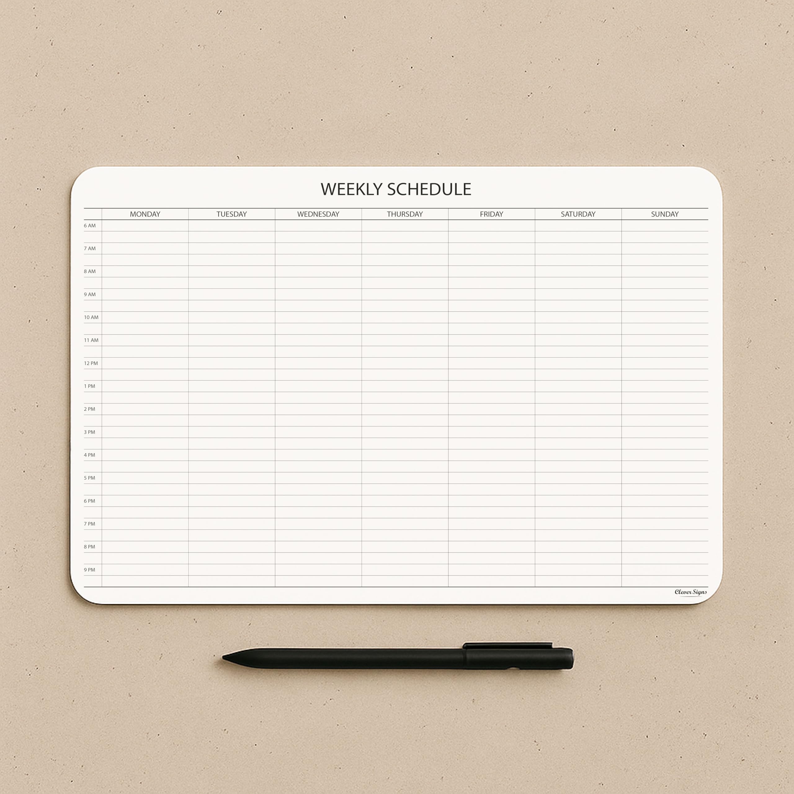 Schedule Pad, Tear Off Undated Weekly Planner Notepad, A4 Size (8,3" X 11,7"), Premium Thick Paper with Cardboard Back Support, Weekly Desk Planner by CLEVER SIGNS