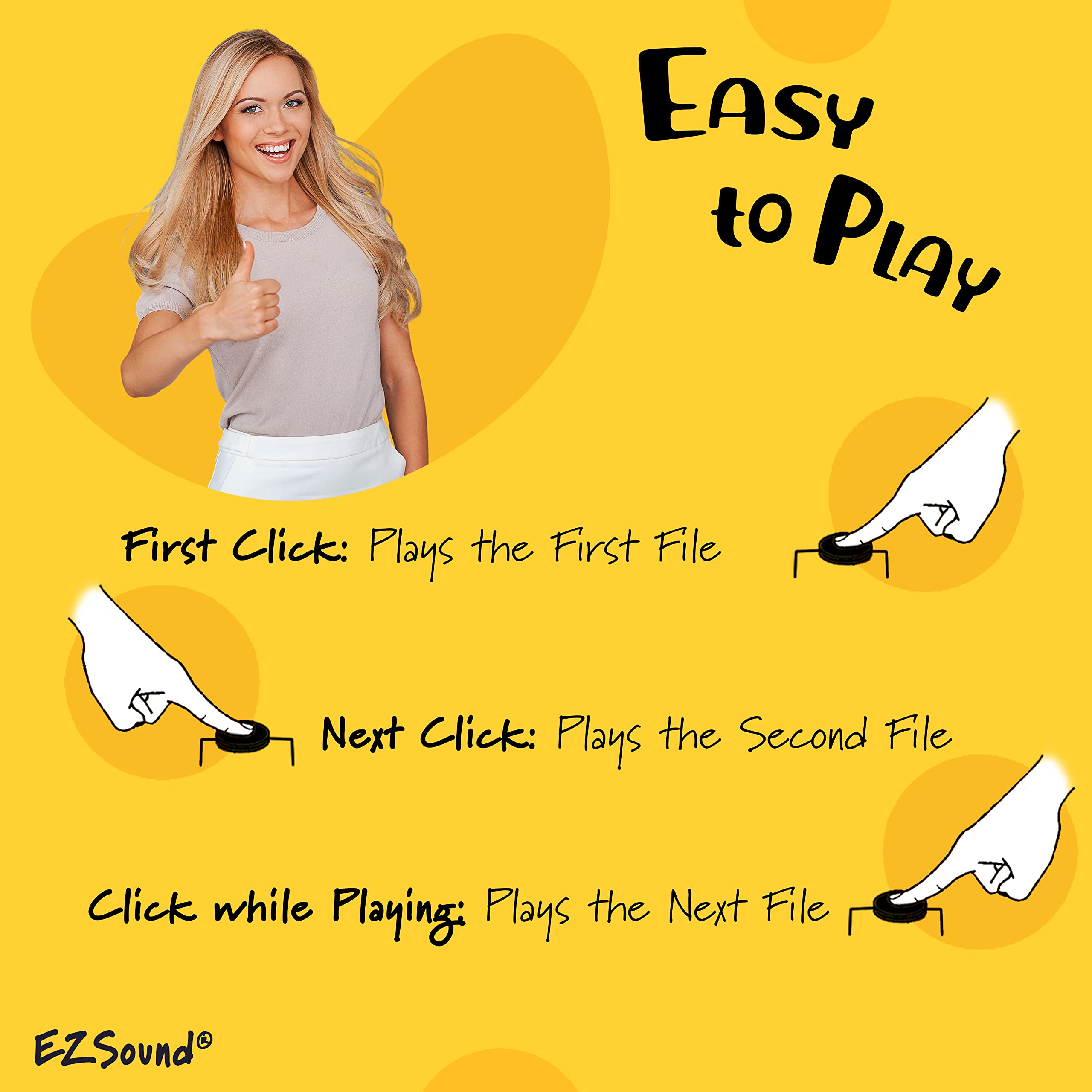 EZSound Multiplay Push Button Recordable Sound Chip | Plays Multiple Recordings | Recordable Sound Module | Recordable Button | Voice Recorder for Cards | Create Recordable Card