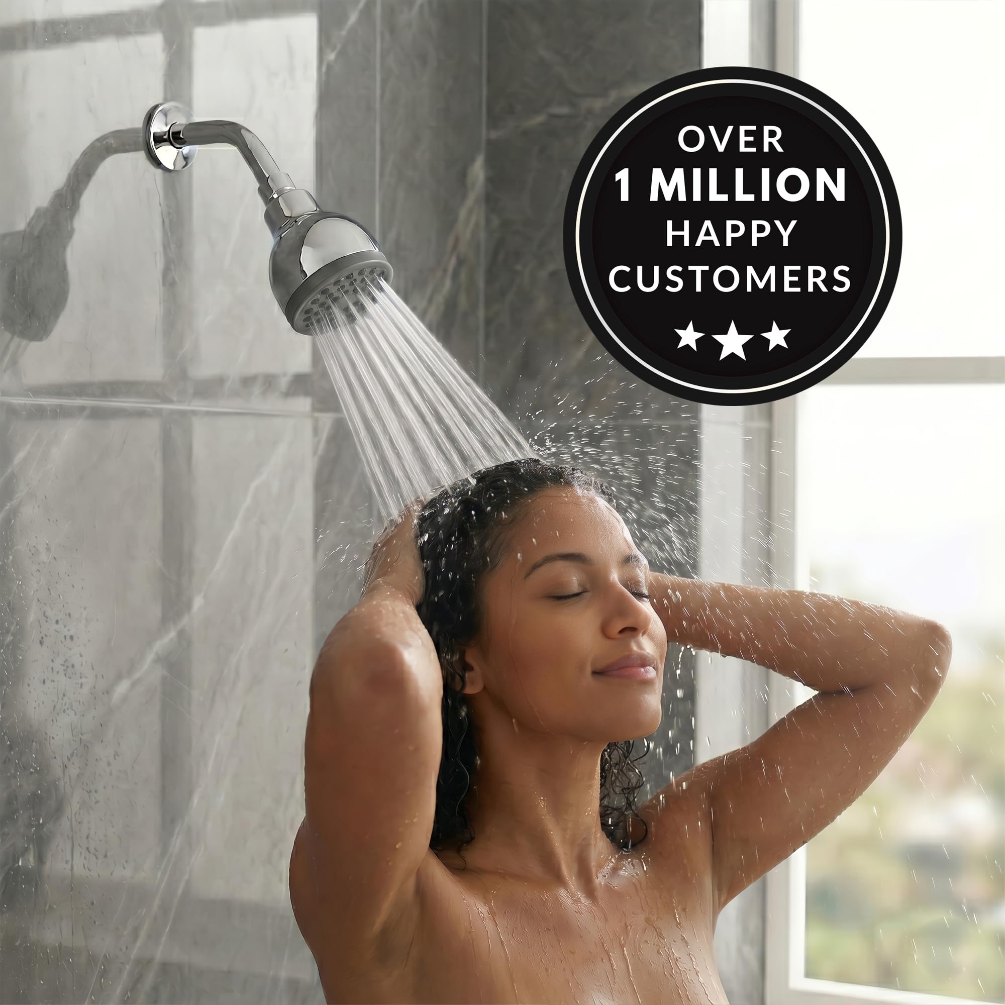Aqua Elegante High Pressure Shower Head - Best 3 Inch Wall Mount Bathroom Showerhead for Boosting Low Flow with Anti-Clog Nozzles & Adjustable Brass Ball Joint - 2.5 GPM - Polished Chrome