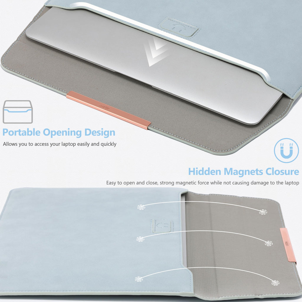 HYZUO 13 Inch Laptop Sleeve Case with Stand for MacBook Air 13 M5 A3449 M4 M3 M2 M1 2026-2018, 13" MacBook Neo 2026 A3404, MacBook Pro 13 M2 M1, 13" iPad Pro/Air, Surface Pro, Pale Blue(Smiley)