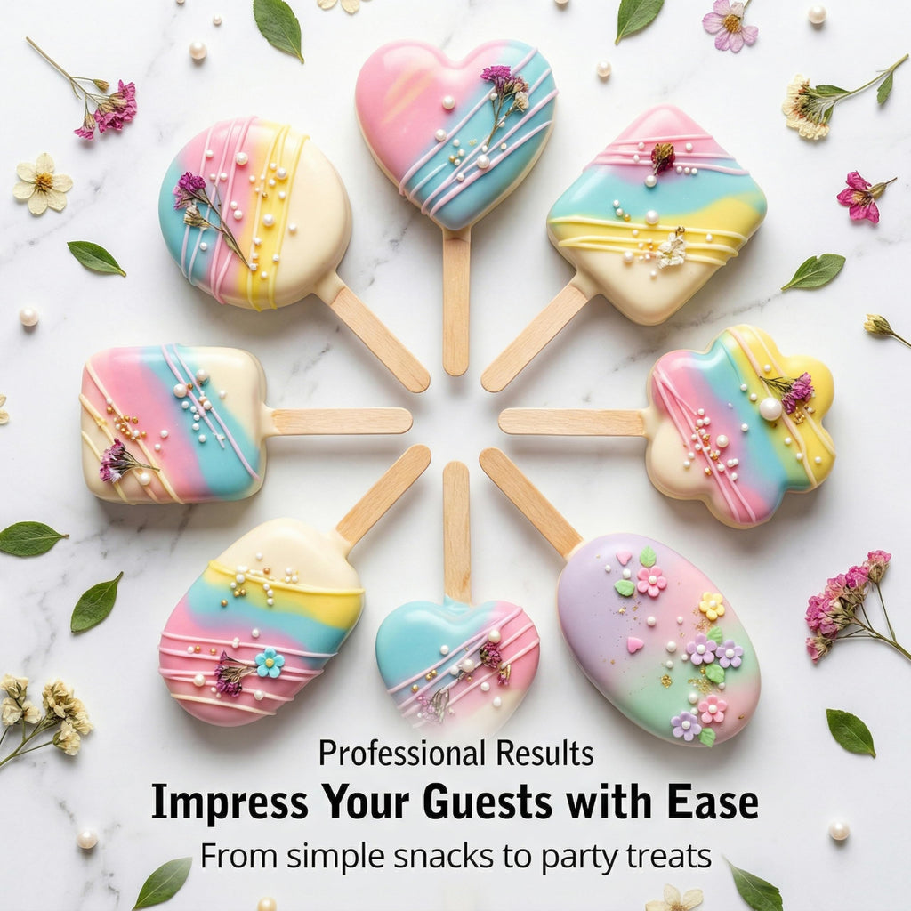 Cake Pop Mold Set with 6.3-Inch Tray, 5 Shapes (Round, Square, Oval, Cloud, Heart) - Cake Pop Cutter and Pusher for Home Baking, Birthday Parties, Wedding Desserts - Food Safe, Durable & Easy to Use