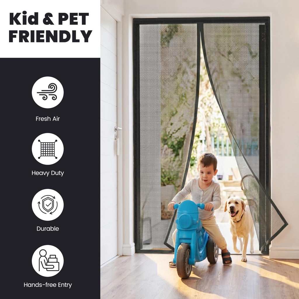 Magnetic Screen Door, Heavy Duty Fiberglass Moustiquaire Magnétique, Screen Mesh with Automatic Block Closure, Walk Through Easily for Kids Pets,Fits Door Size up to 36-38" W x 80" H